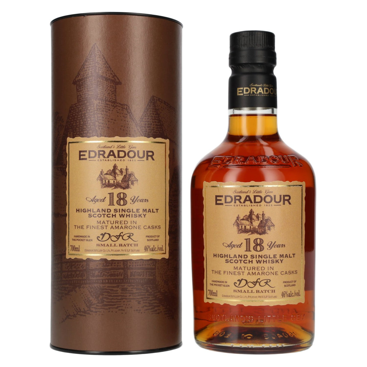 Edradour 18 Years Old DFR Amarone Cask Highland Single Malt Whisky 46% vol. 0,7 l in geschenkverpakking