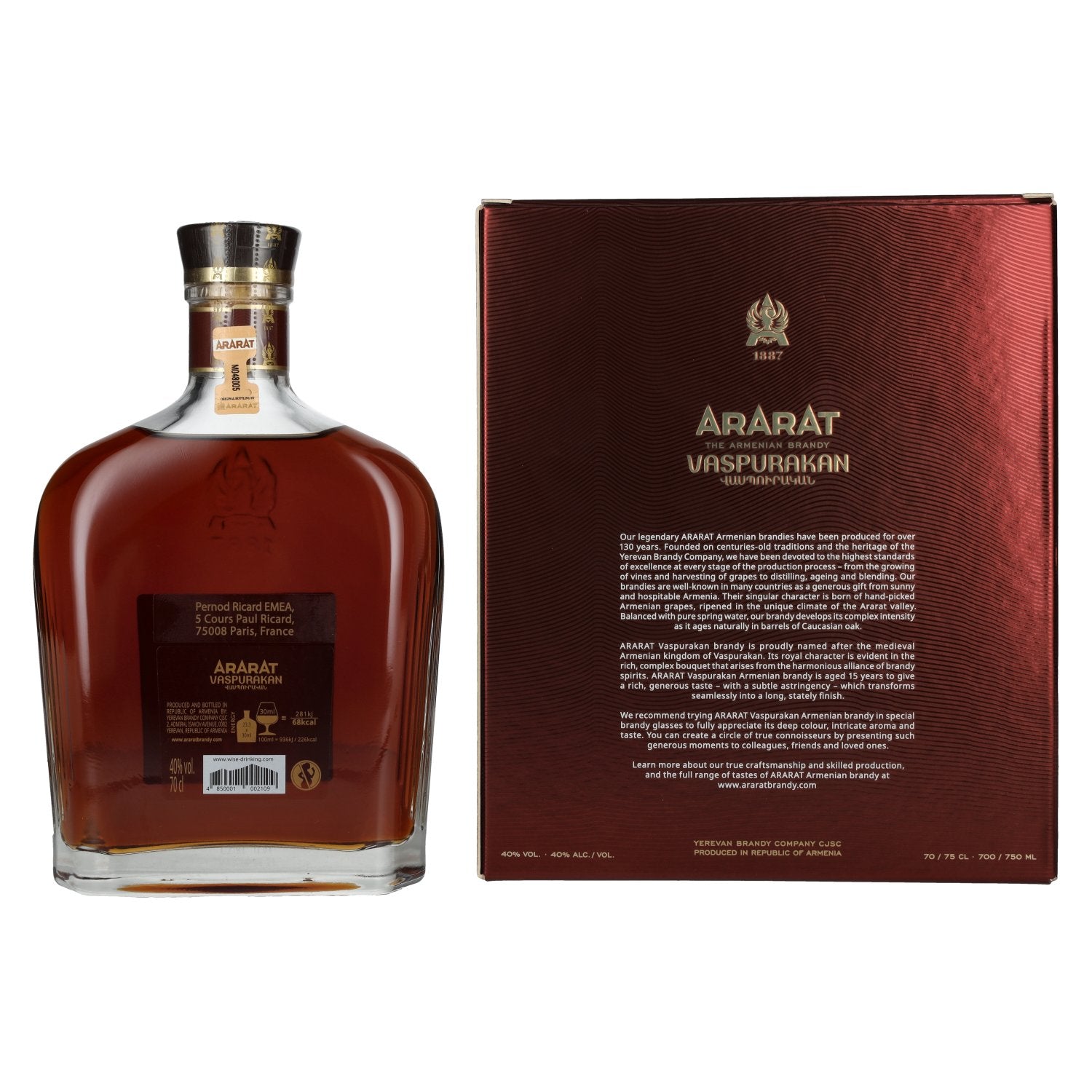 Ararat Vaspurakan 15 Years Old 40% Vol. 0,7l in Geschenkbox