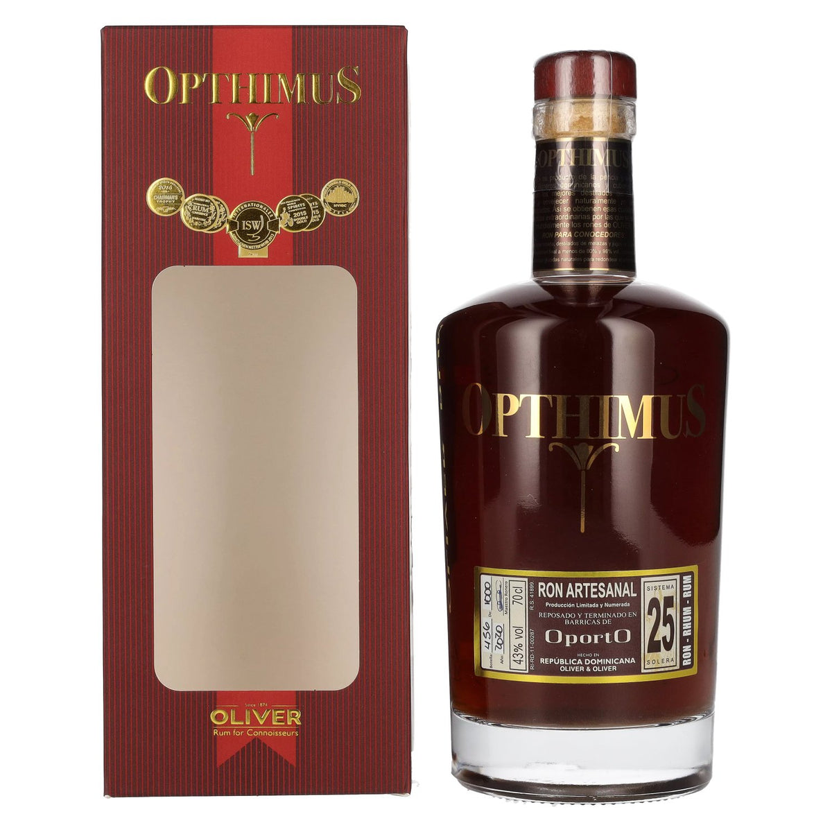 Opthimus 25 Sistema Solera OportO Ron Artesanal 43 % vol., 0,7 l, dans un coffret cadeau
