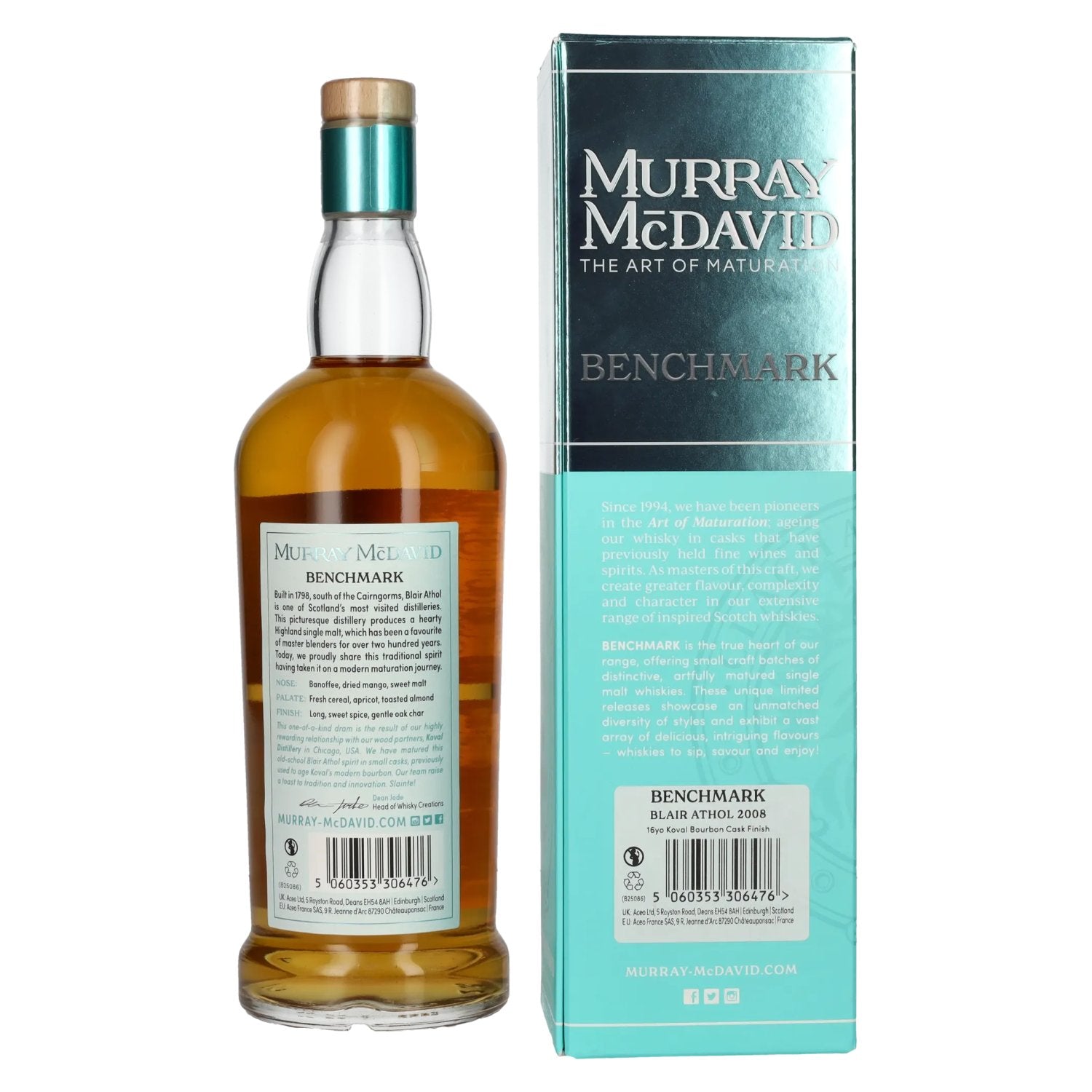 Murray McDavid BENCHMARK 16 Years Old Blair Athol Koval Bourbon Cask Finish 2008 54,2% Vol. 0,7l in geschenkverpakking