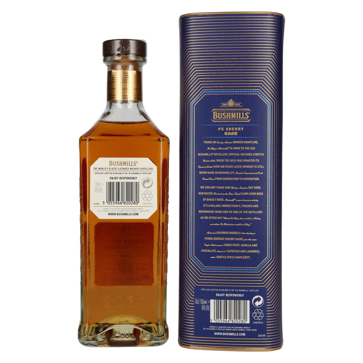 Bushmills 12 Years Old PX SHERRY CASK Single Malt Irish Whiskey Limited Release 46% vol. 0.7 l in a gift box