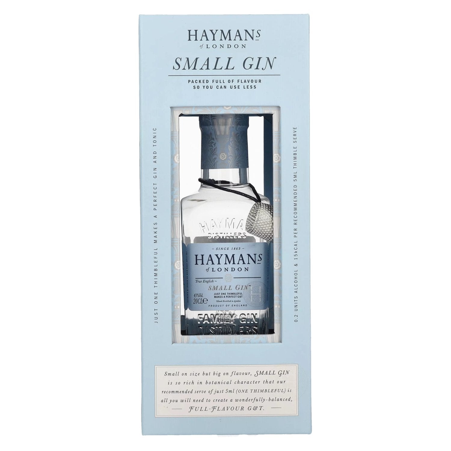 Hayman's of London SMALL GIN 43% vol. 0.2l in geschenkverpakking met 5 ml portioner