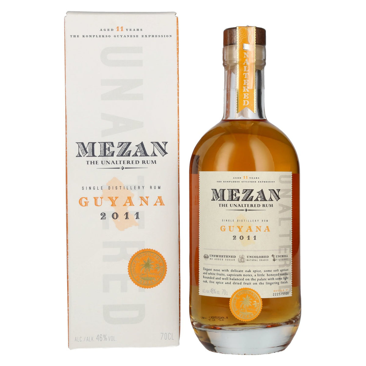 Mezan The Unaltered Rum Guyana 2011 46% ABV 0.7l in a gift box
