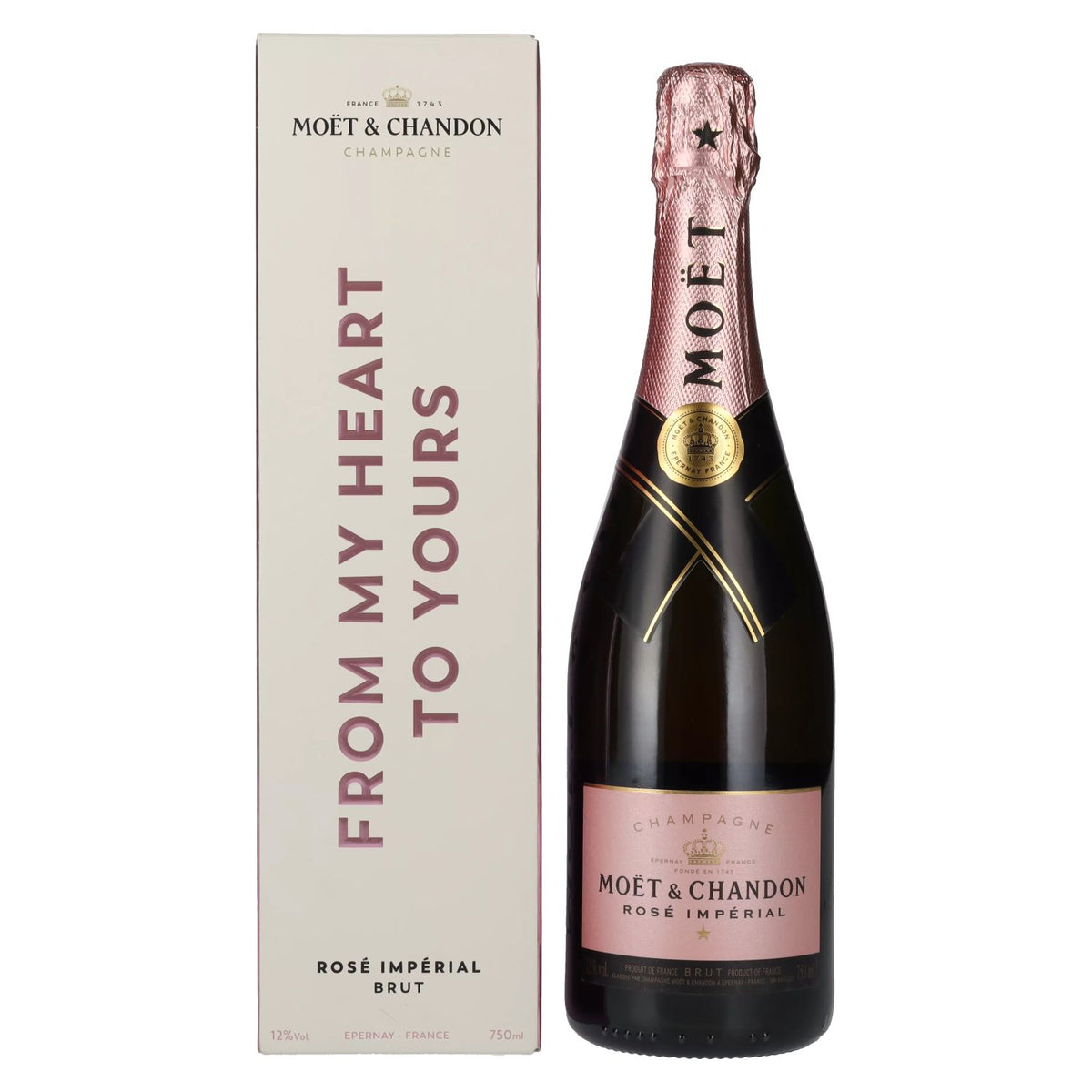 Champagne Moët &amp; Chandon ROSÉ IMPÉRIAL Brut Love 12 % vol., 0,75 l, dans un coffret cadeau