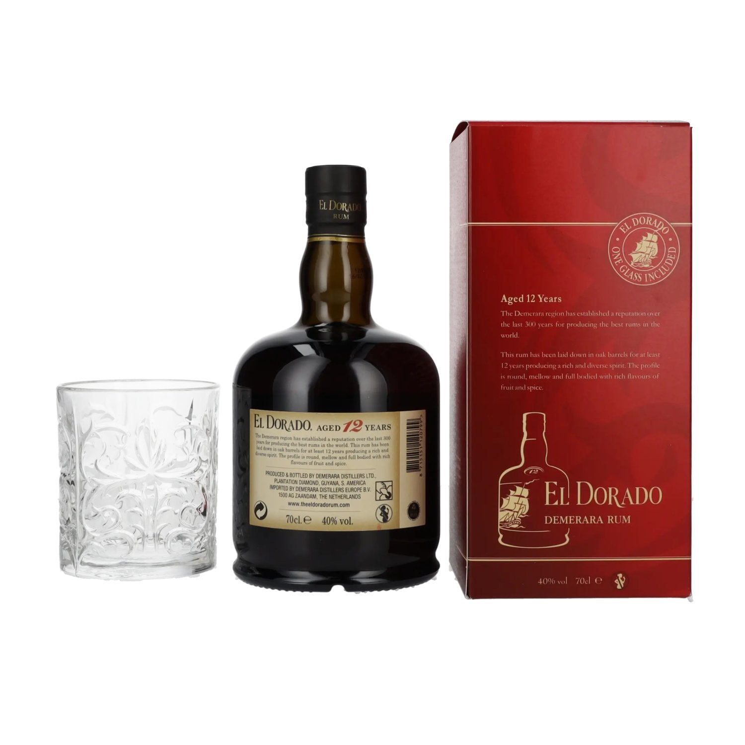 El Dorado 12 Years Old Finest Demerara Rum 40% Vol. 0,7l en boîte cadeau avec tumbler