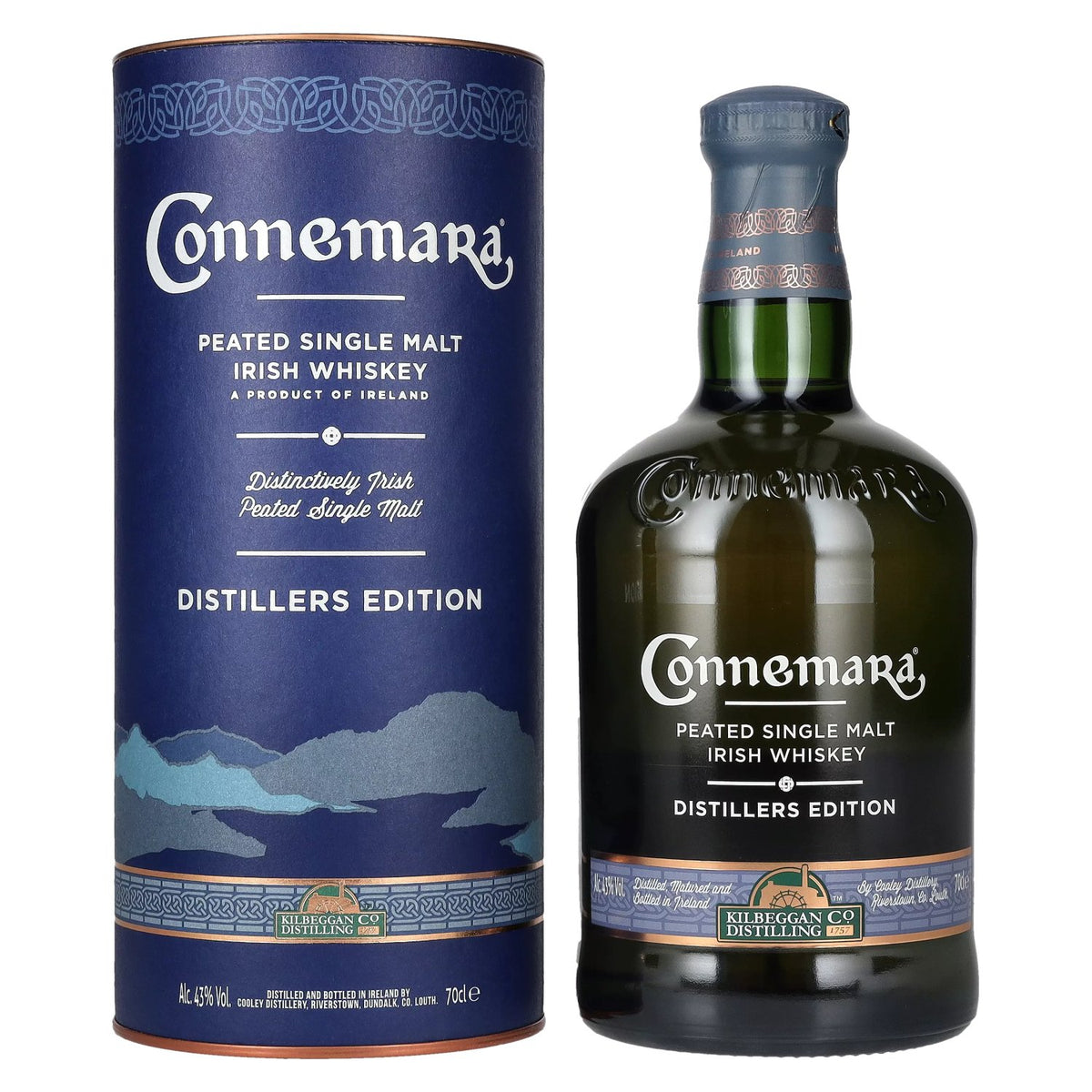 Connemara DISTILLERS EDITION : whisky irlandais single malt tourbé, 43 % vol., 0,7 l, dans un coffret cadeau