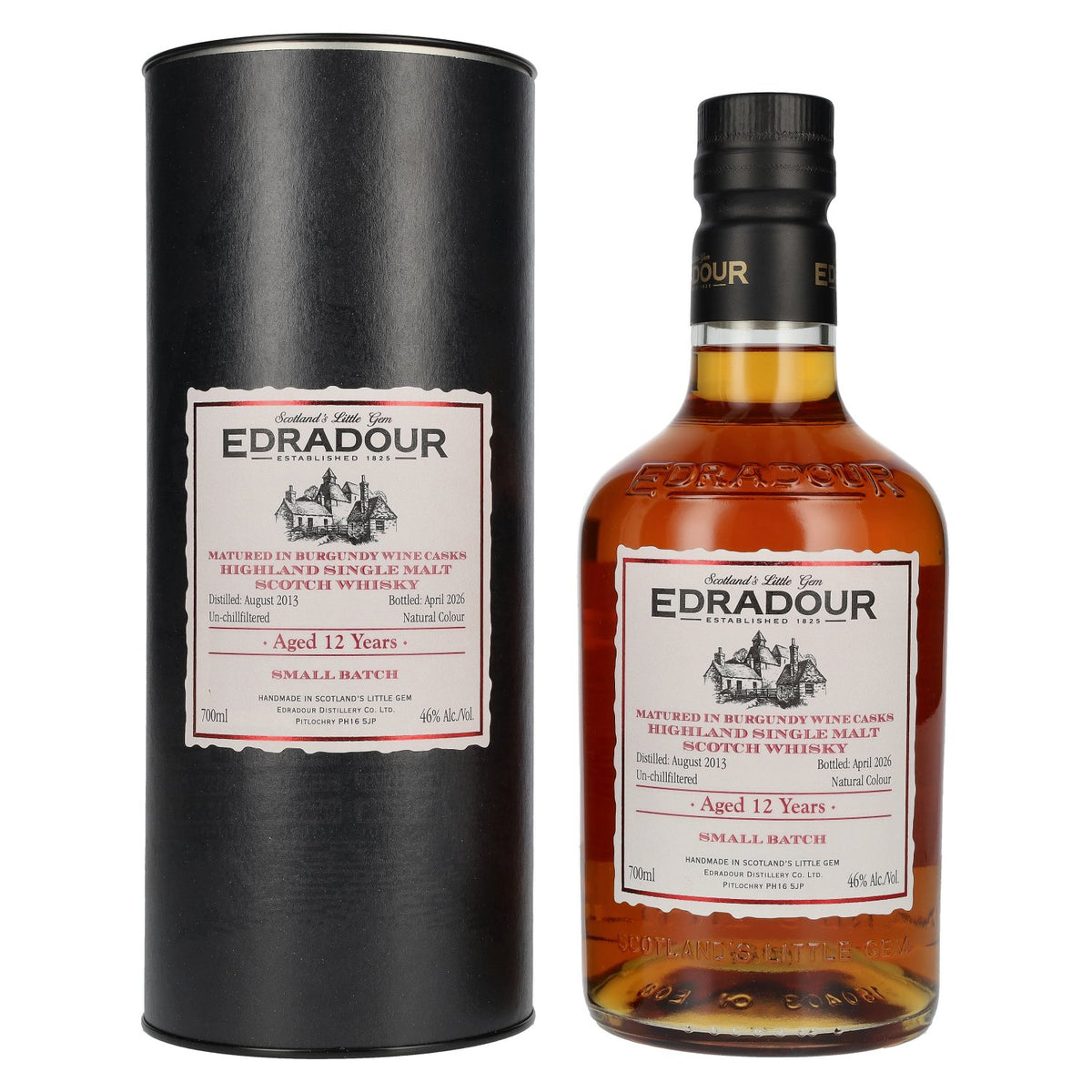 Edradour 12 Year Old Burgundy Cask Highland Single Malt Whisky 46% vol. 0.7l in a gift box
