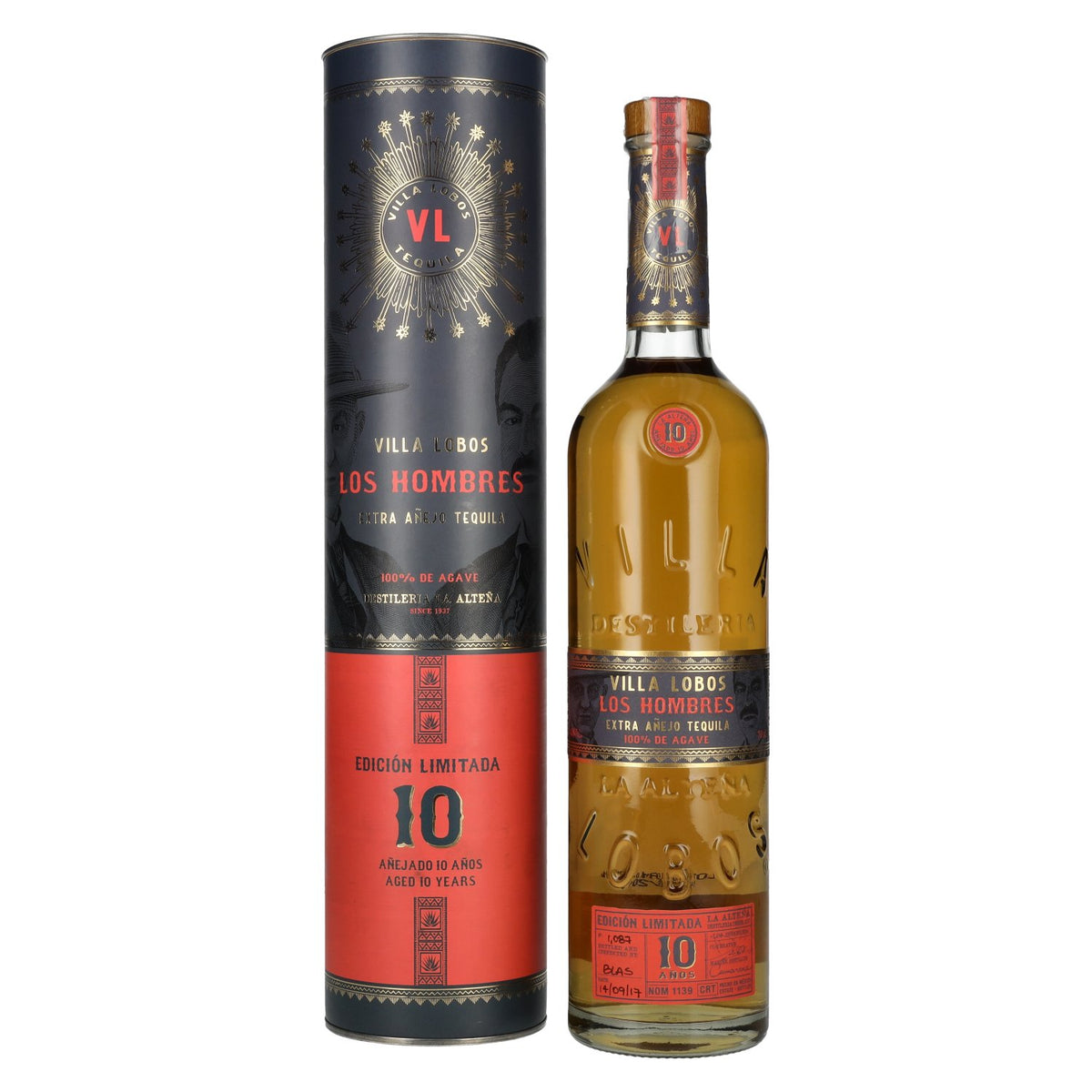 Villa Lobos Tequila LOS HOMBRES 10 Años Extra Añejo Limited Edition 40% ABV 0.7l in a gift box