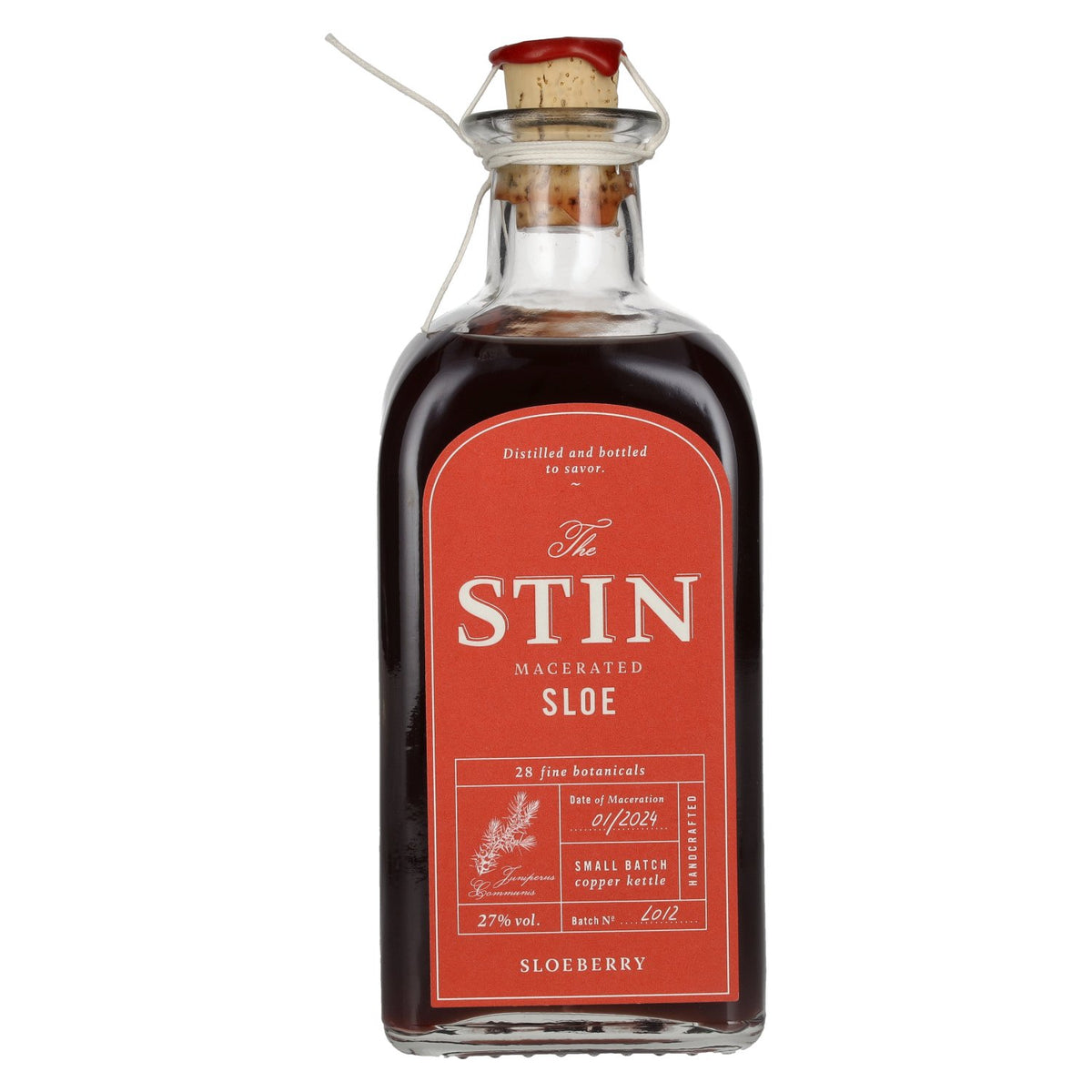 The STIN Gemacereerde Sloe Gin 27% vol. 0,5 l