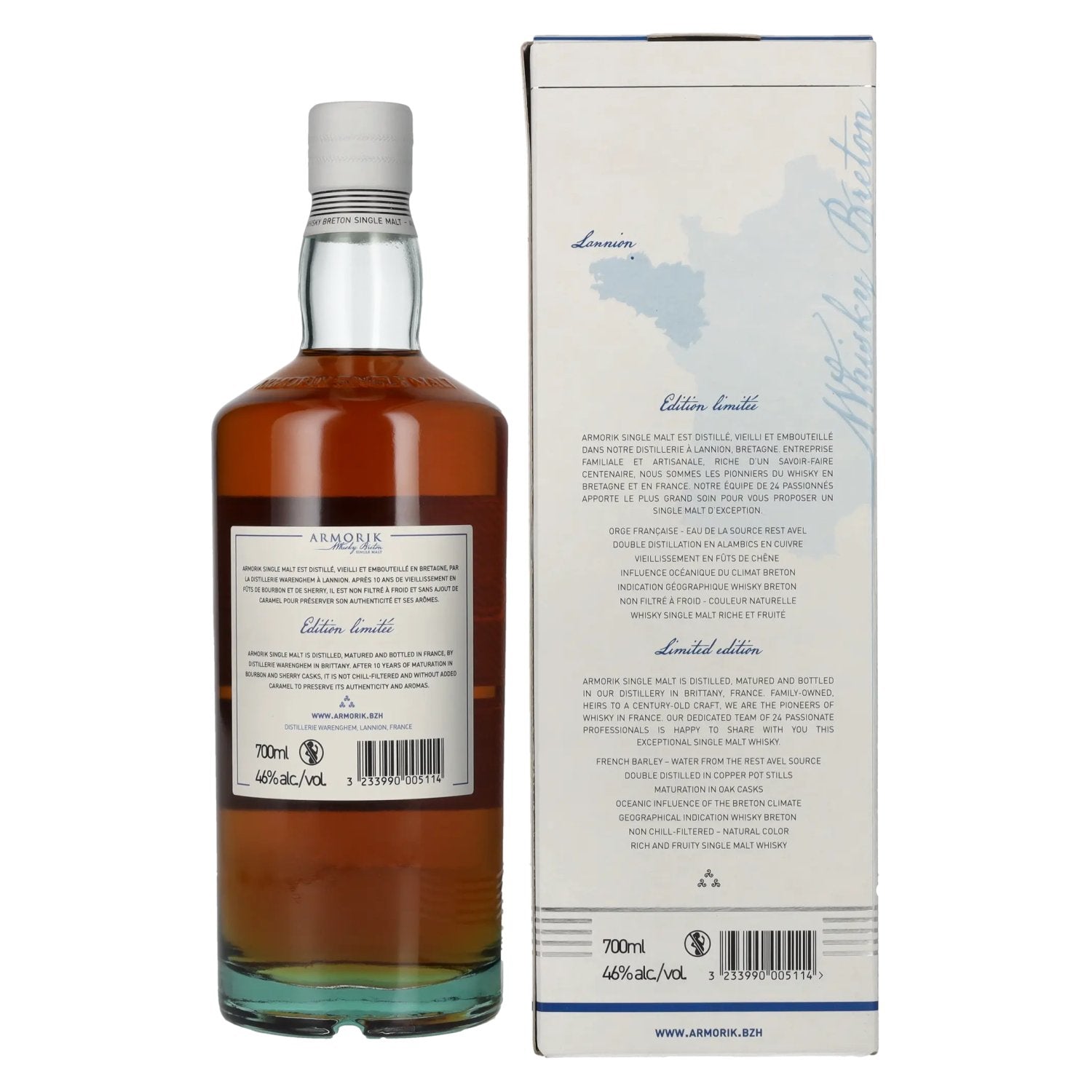 Armorik 10 Ans Whisky Breton Single Malt Edition Limitée 2023 46% Vol. 0,7l in Geschenkbox