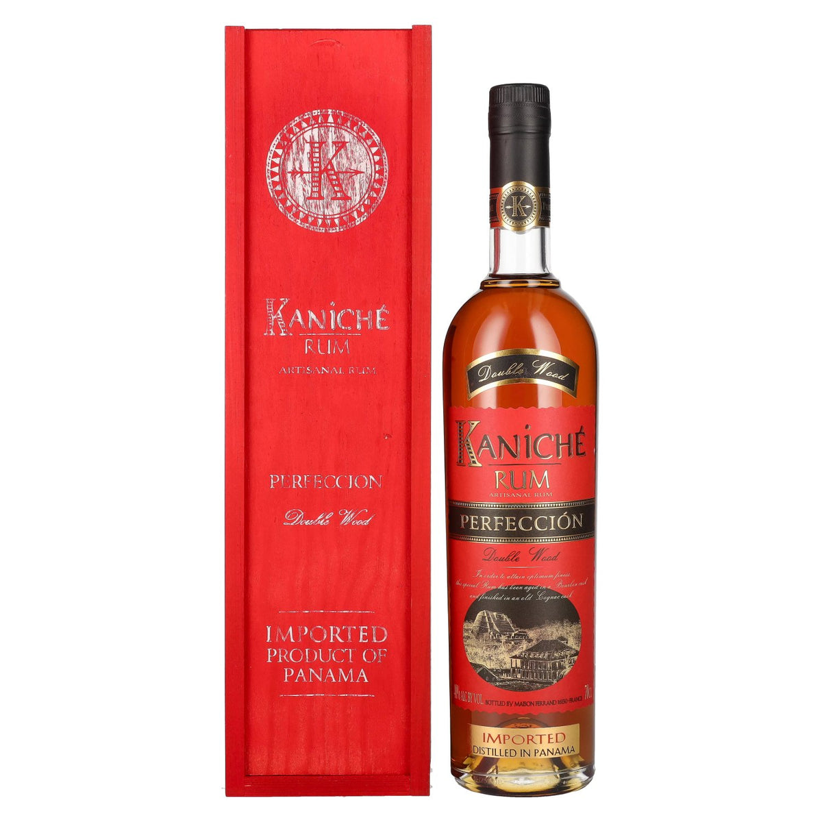 Kaniché Rum Perfección Double Wood 40% vol., 0.7l in a wooden box