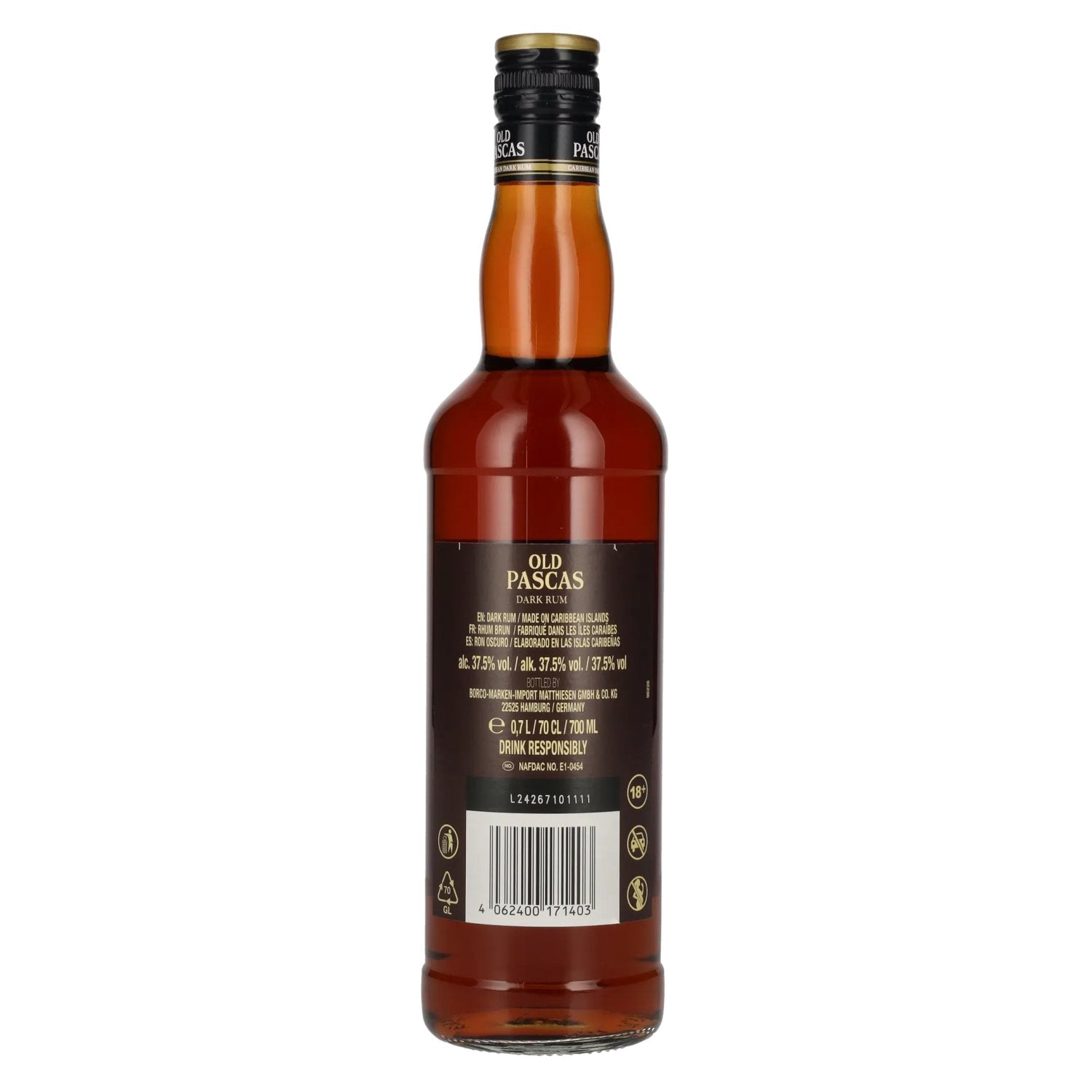 Old Pascas Barbados Dark Rum 37,5% vol. 0,7l