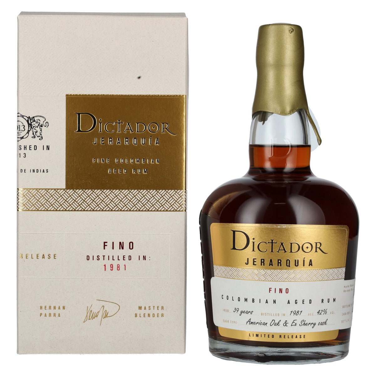 Dictador JERARQUÍA 39 Years Old FINO Rum 1981 42% Vol. 0,7l in Geschenkbox