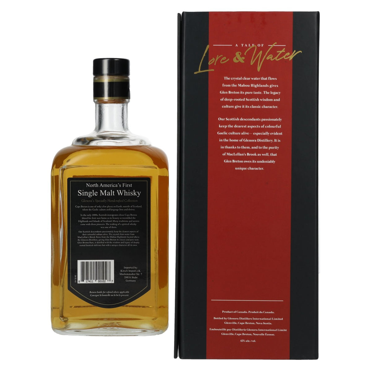Glen Breton Rare 10 Years Old – Canada's eerste single malt whisky – 43% vol. – 0,75 l in geschenkverpakking