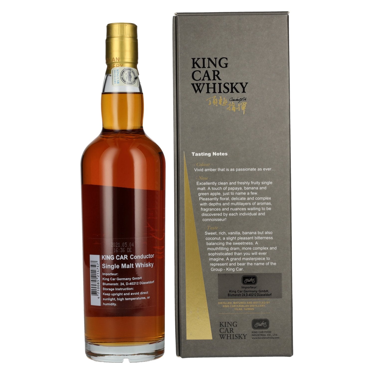 Kavalan KING CAR CONDUCTOR Single Malt Whisky 46% Vol. 0,7l in geschenkverpakking