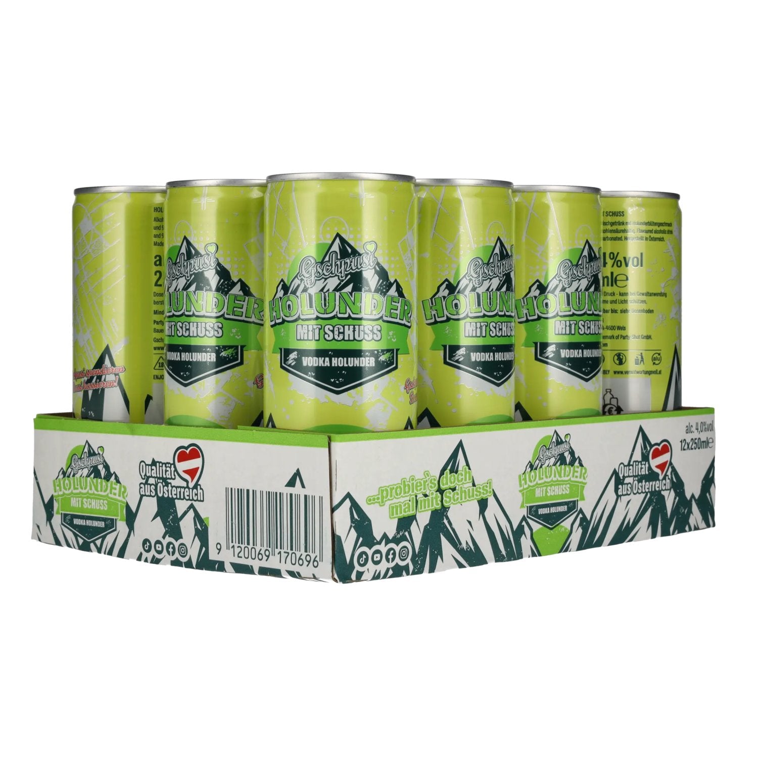 Gschpusi Holunder mit Schuss 4% Vol. 12x0,25l Dosen Pfand