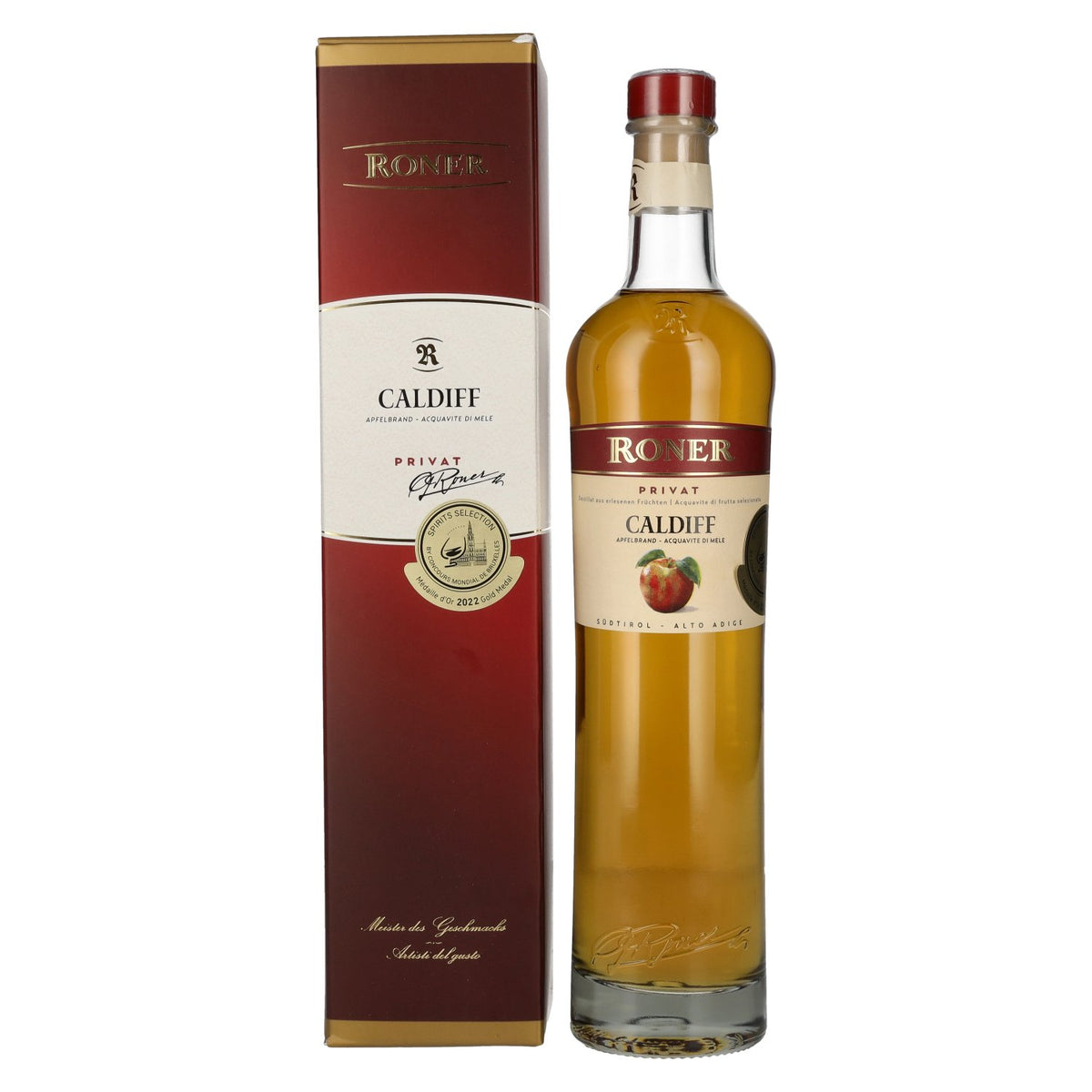 Eau-de-vie de pomme Roner Caldiff « Privat » 43 % vol., 0,5 l, dans un coffret cadeau