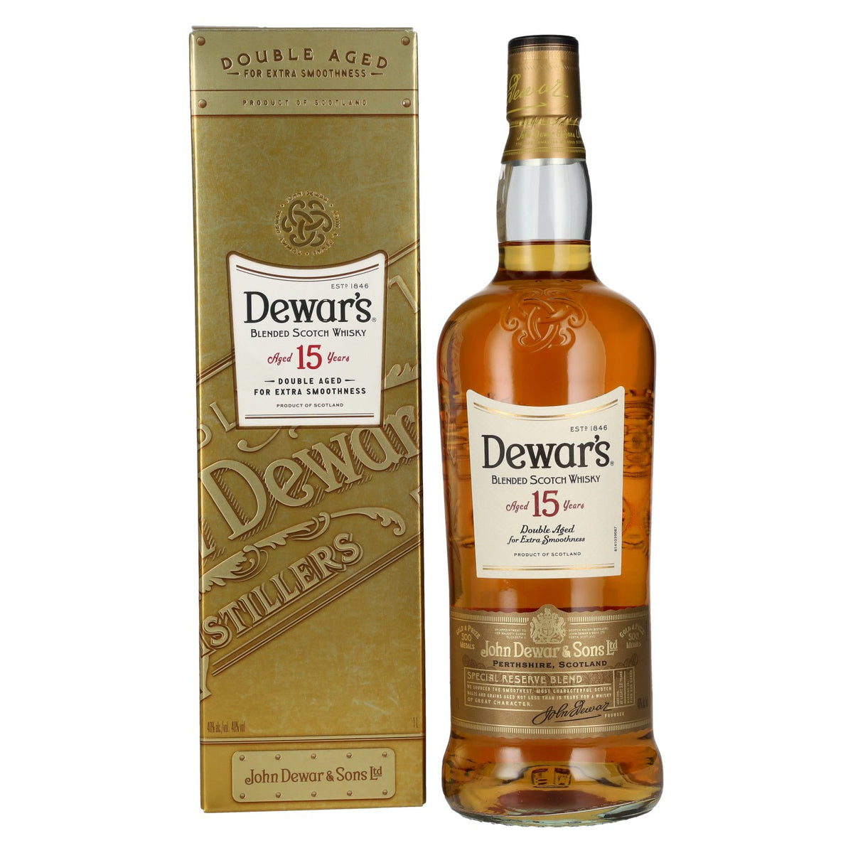 Dewar's 15 Years Old Double Aged Blended Scotch Whisky 40% Vol. 1l in Geschenkbox