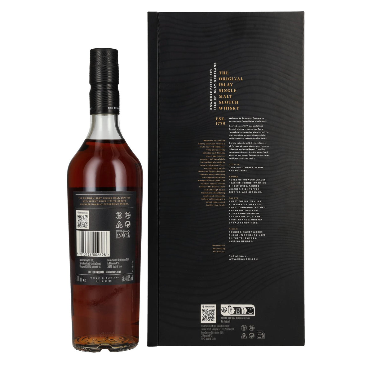 Bowmore 21 Years Old Sherry Oak Cask Islay Single Malt 46,8% vol. 0,7 l in geschenkverpakking