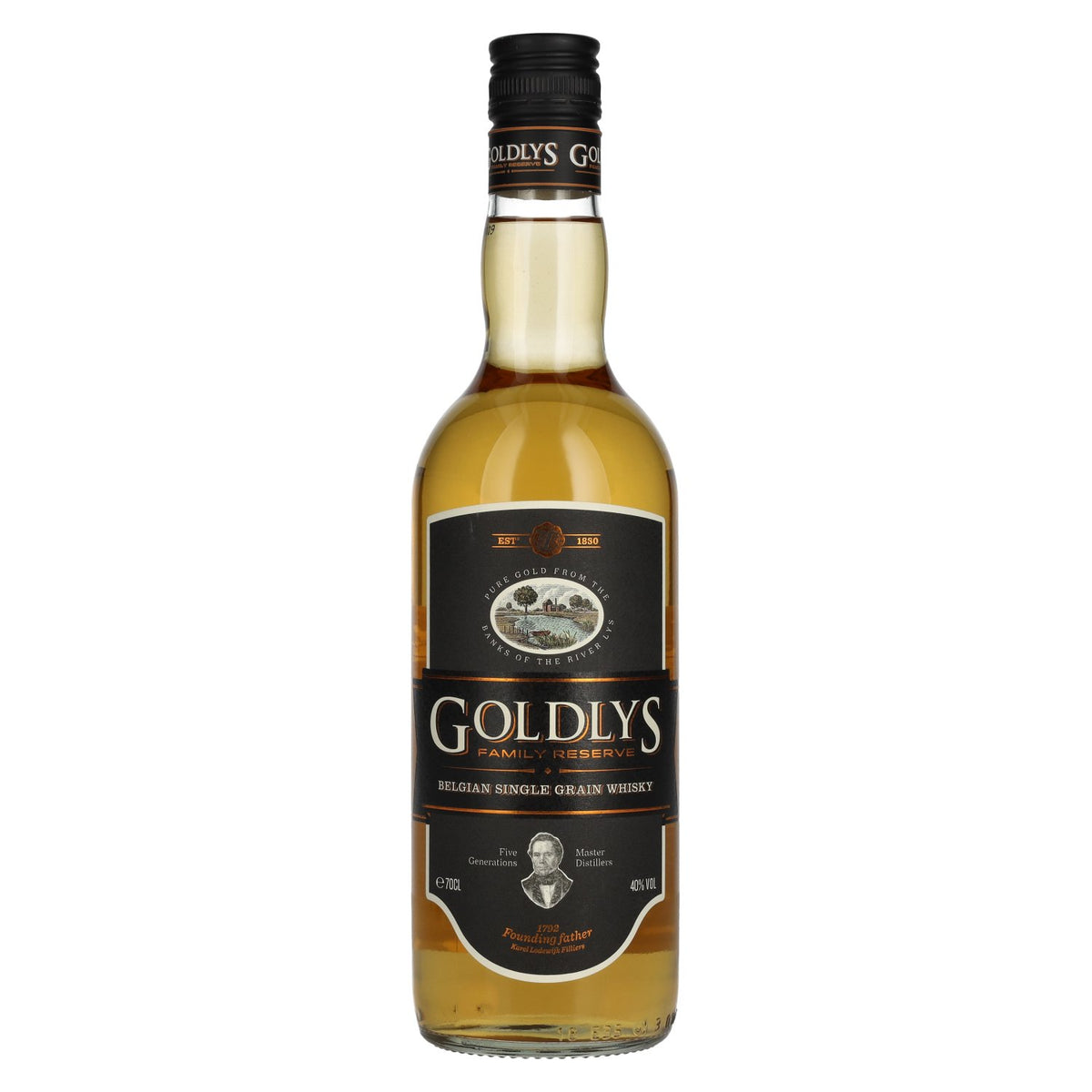 Whisky belge single grain « Goldlys Family Reserve » de Filliers, 40 % vol., 0,7 l