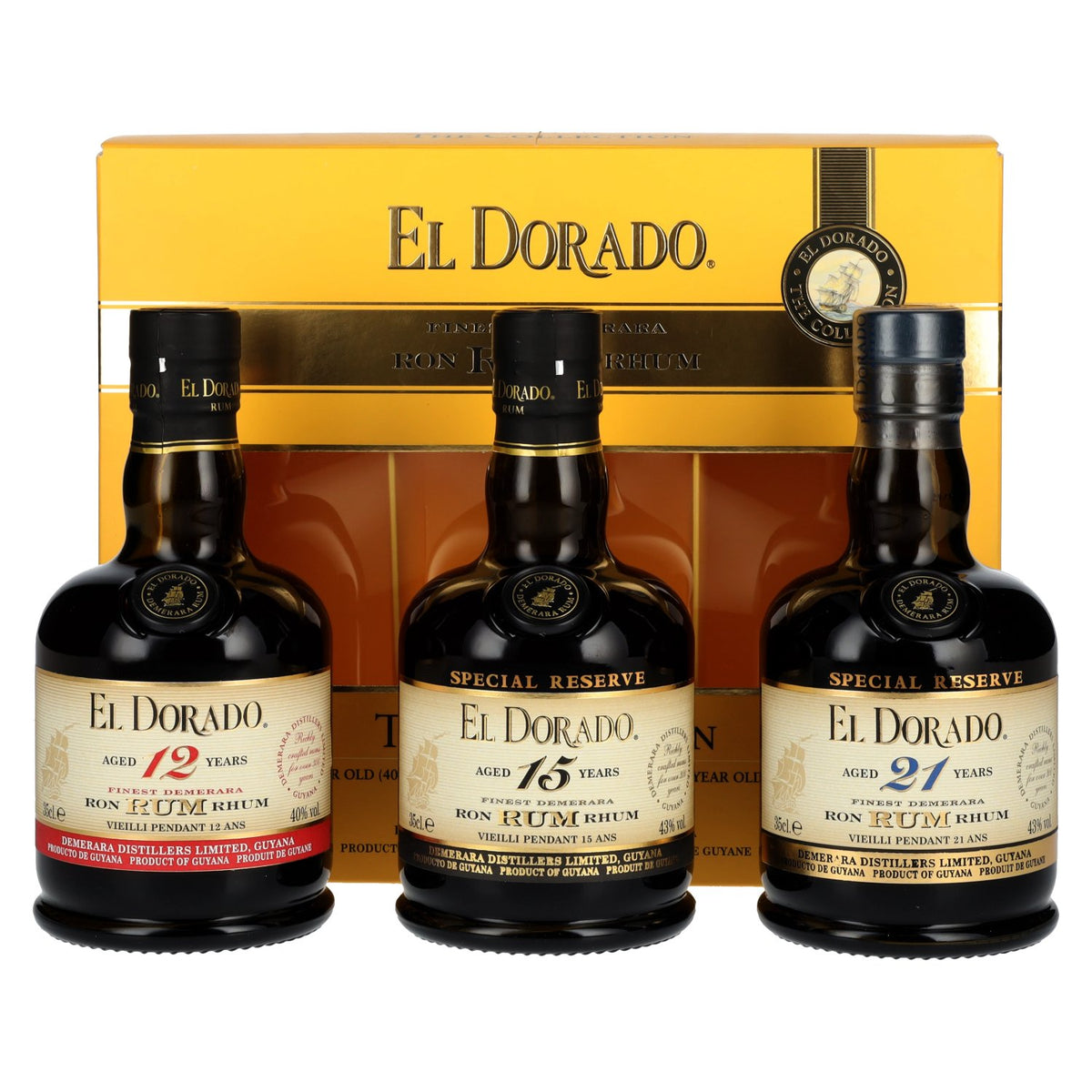El Dorado The Collection Set 42% vol. 3 x 0,35 l in geschenkverpakking