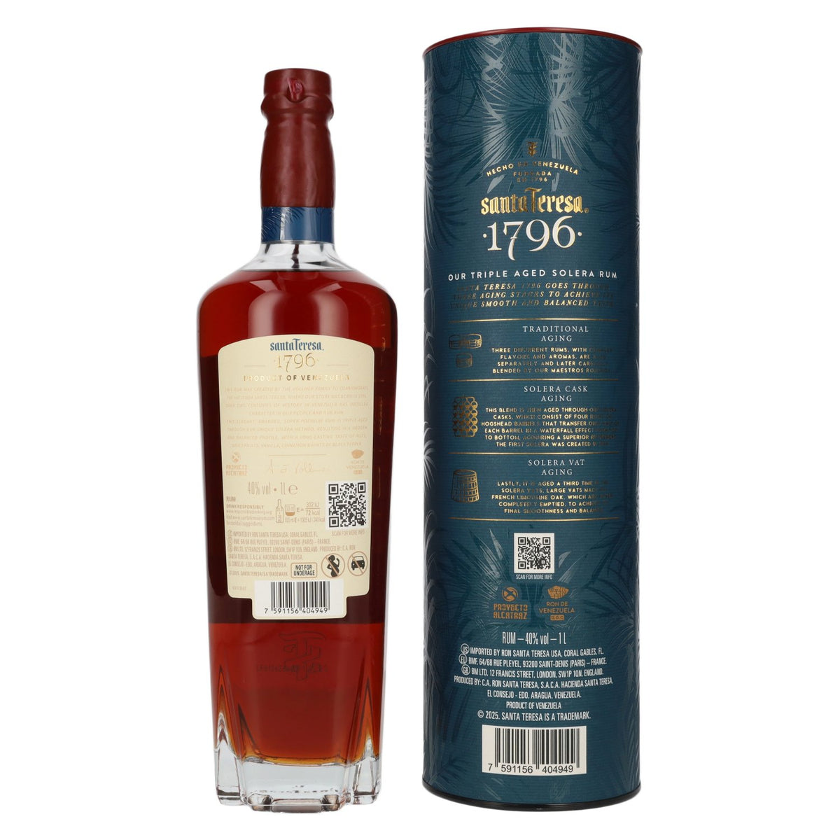 Santa Teresa 1796 Triple Aged Solera Rum 40% vol. 1 l in geschenkverpakking