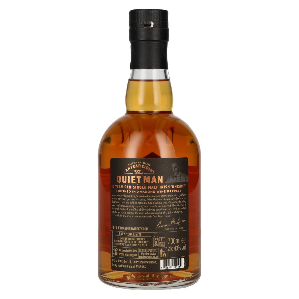 The Quiet Man BARMAN'S CODE 10 Years Old AMARONE FINISHED 43% vol. 0.7 l