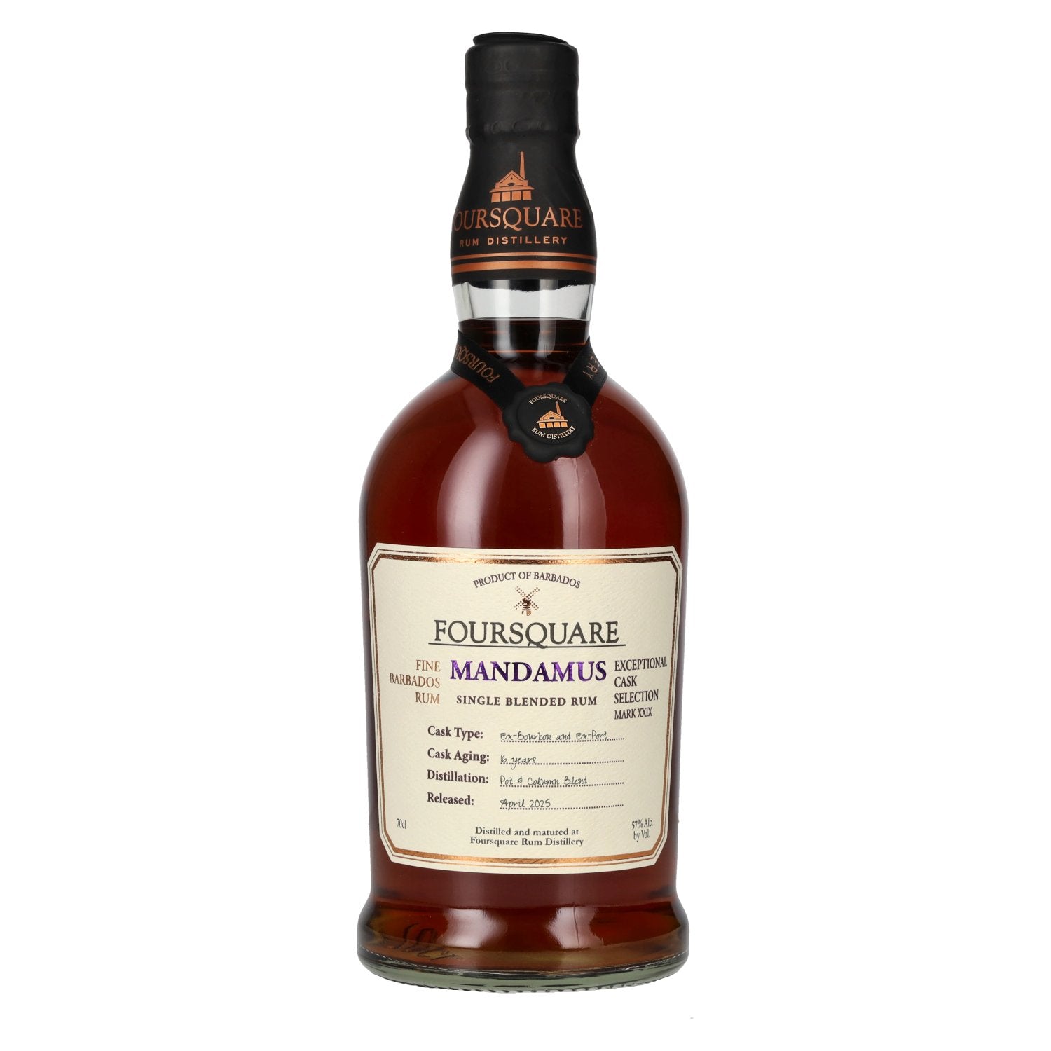 Foursquare 16 Jaar Oude MANDAMUS Single Blended Rum 57% Vol. 0,7l