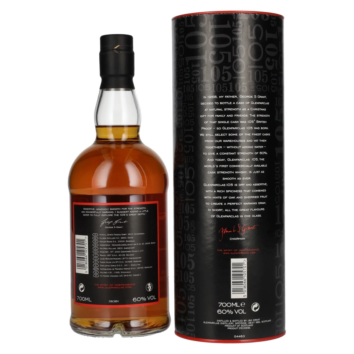 Glenfarclas 105 CASK STRENGTH Single Malt des Highlands, 60 % vol., 0,7 l, dans un coffret cadeau