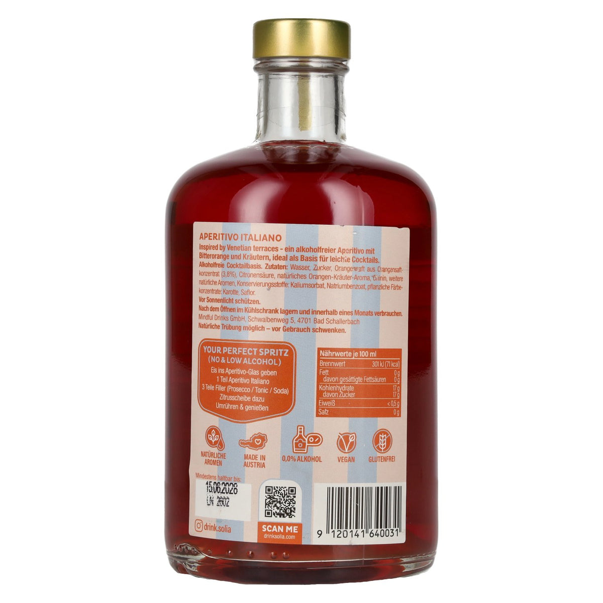 Solia 0.0 alcoholvrij aperitief ITALIANO 0,5 l