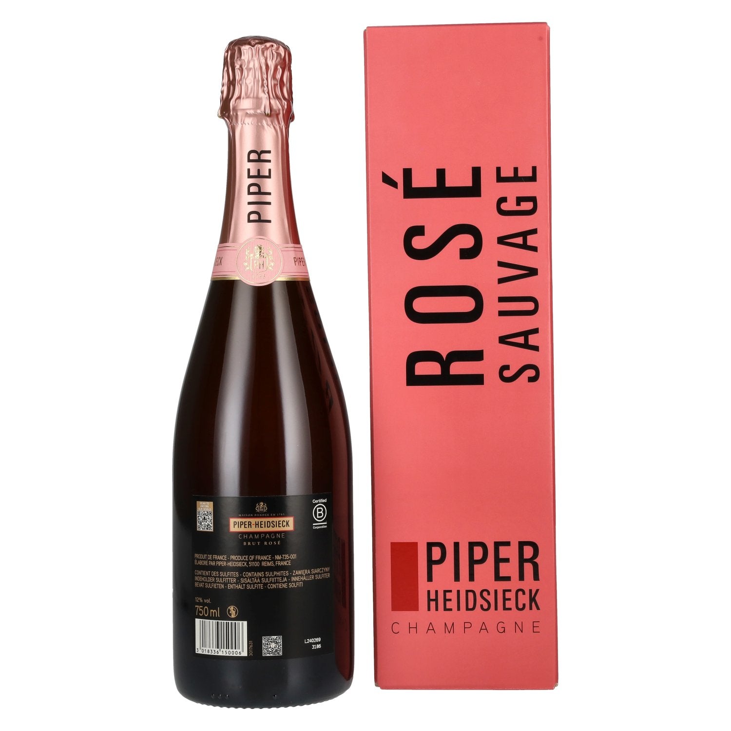 Piper-Heidsieck Champagne ROSÉ SAUVAGE Brut 12% Vol. 0,75l in Geschenkbox
