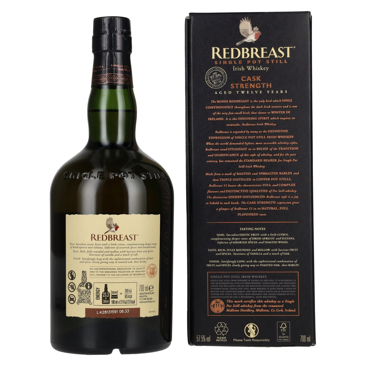 Redbreast 12 Years Old Single Pot Still CASK STRENGTH 57,5% Vol. 0,7l in Geschenkbox