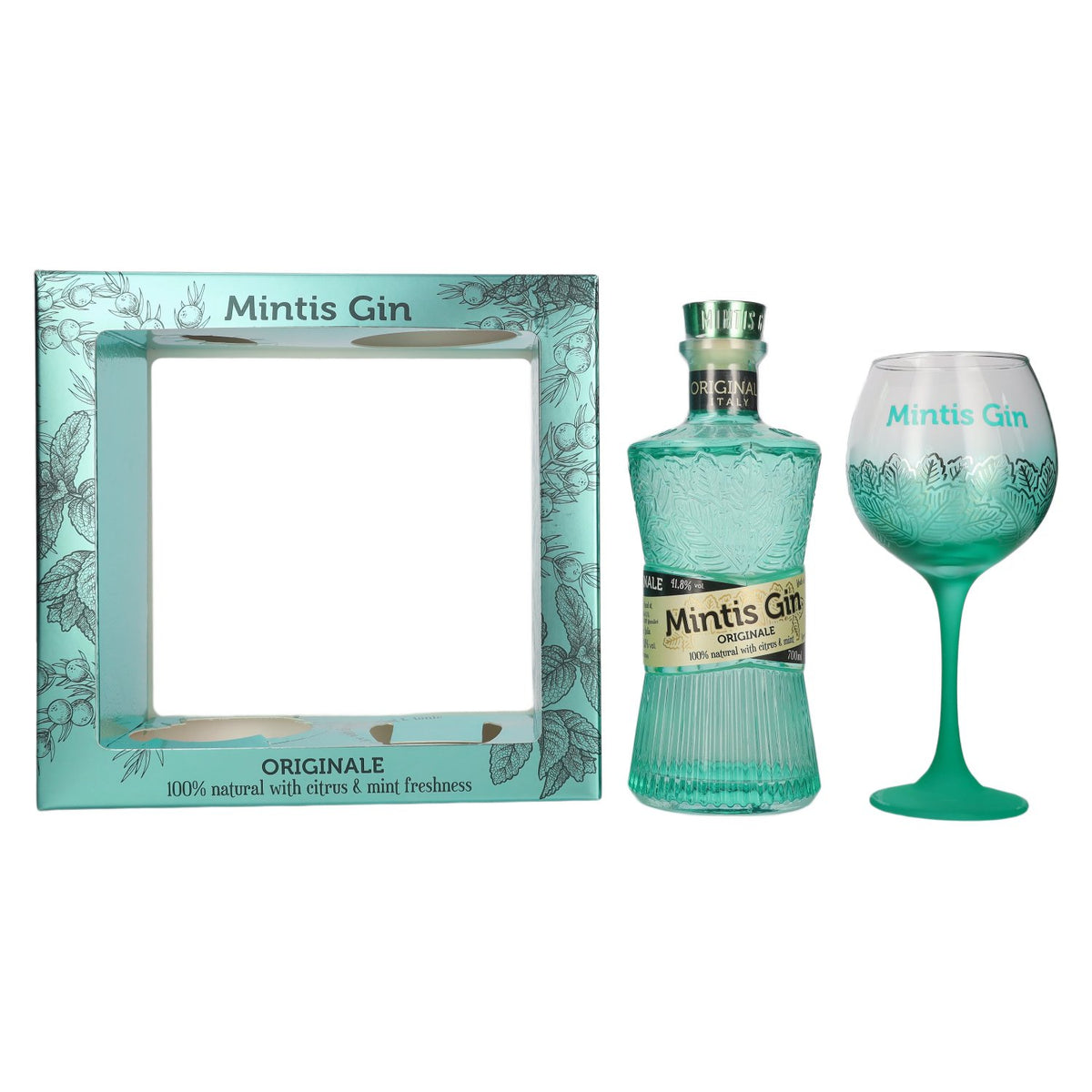Mintis Gin ORIGINAL 41,8 % vol., 0,7 l, dans un coffret cadeau avec un verre