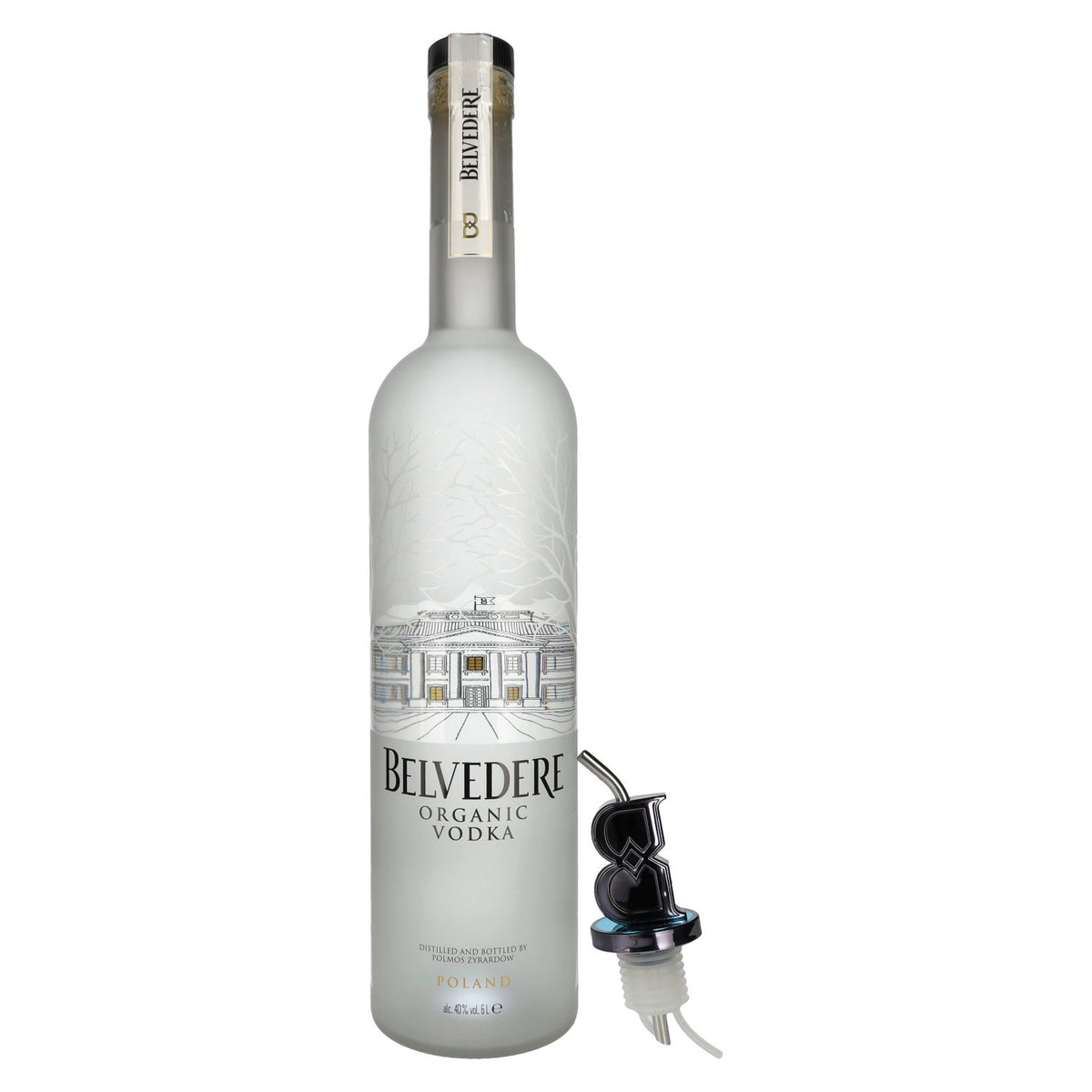 Belvedere Vodka bio 40 % vol., 6 l, avec bec verseur + LED