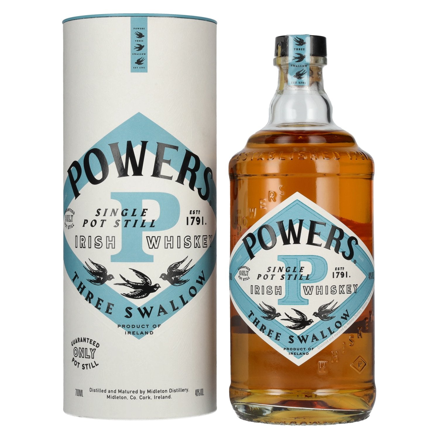 Powers THREE SWALLOW Single Pot Still Irish Whiskey 40% Vol. 0,7l in geschenkverpakking