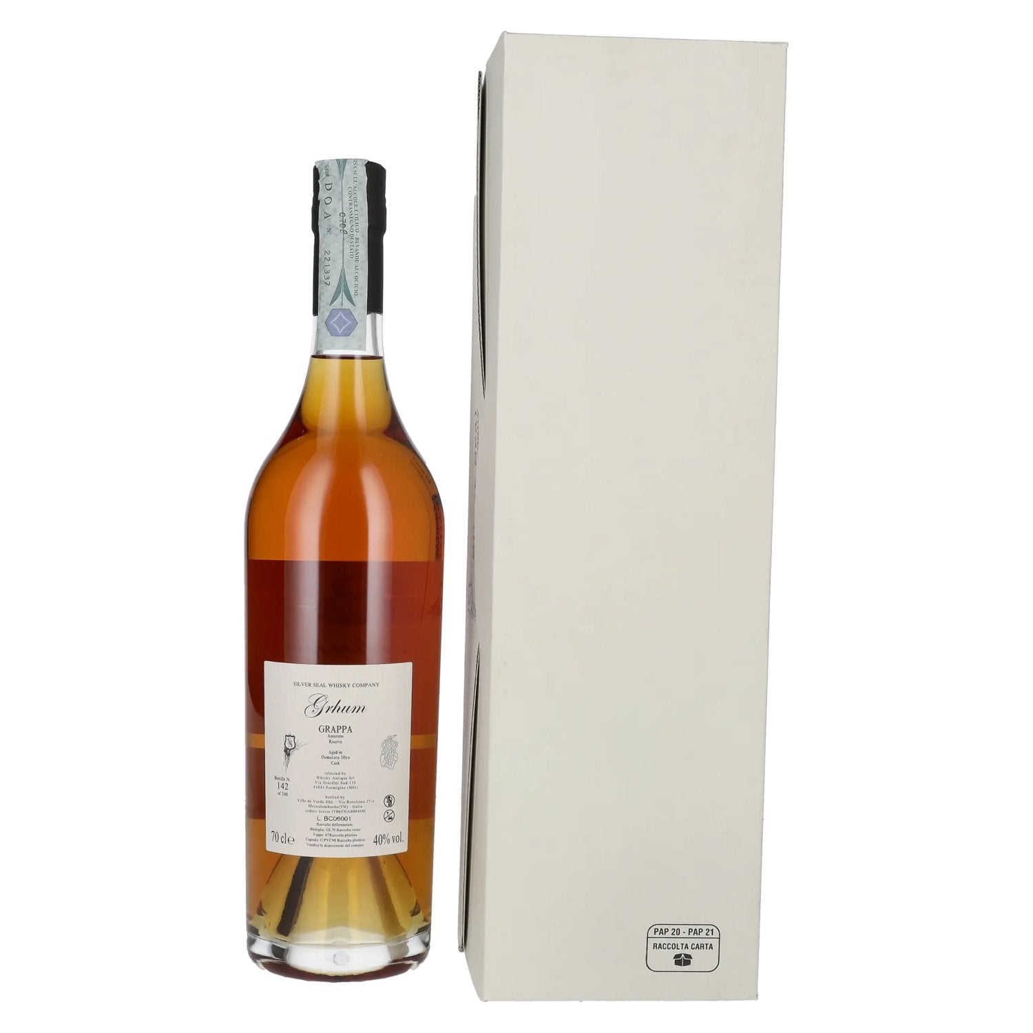 Silver Seal Grappa Riserva Single Demerara Rum Cask 2023 40% Vol. 0,7l in Geschenkbox