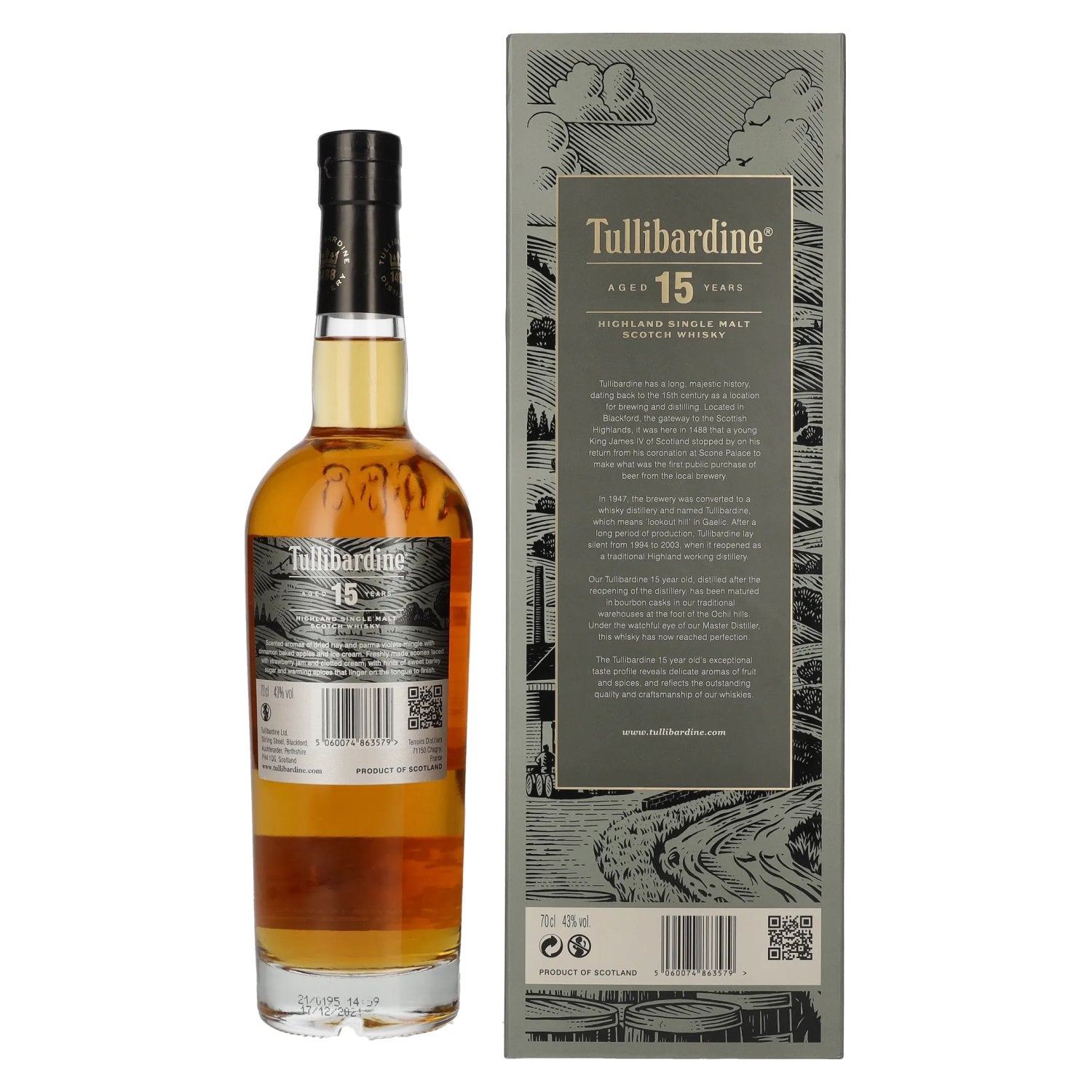 Tullibardine 15-Year-Old Highland Single Malt Scotch Whisky 43% vol. 0.7 l in a gift box