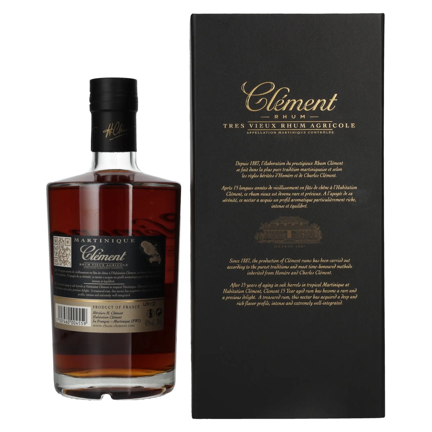 Clément Rhum Vieux Agricole 15 Ans 42% Vol. 0,7l en coffret cadeau