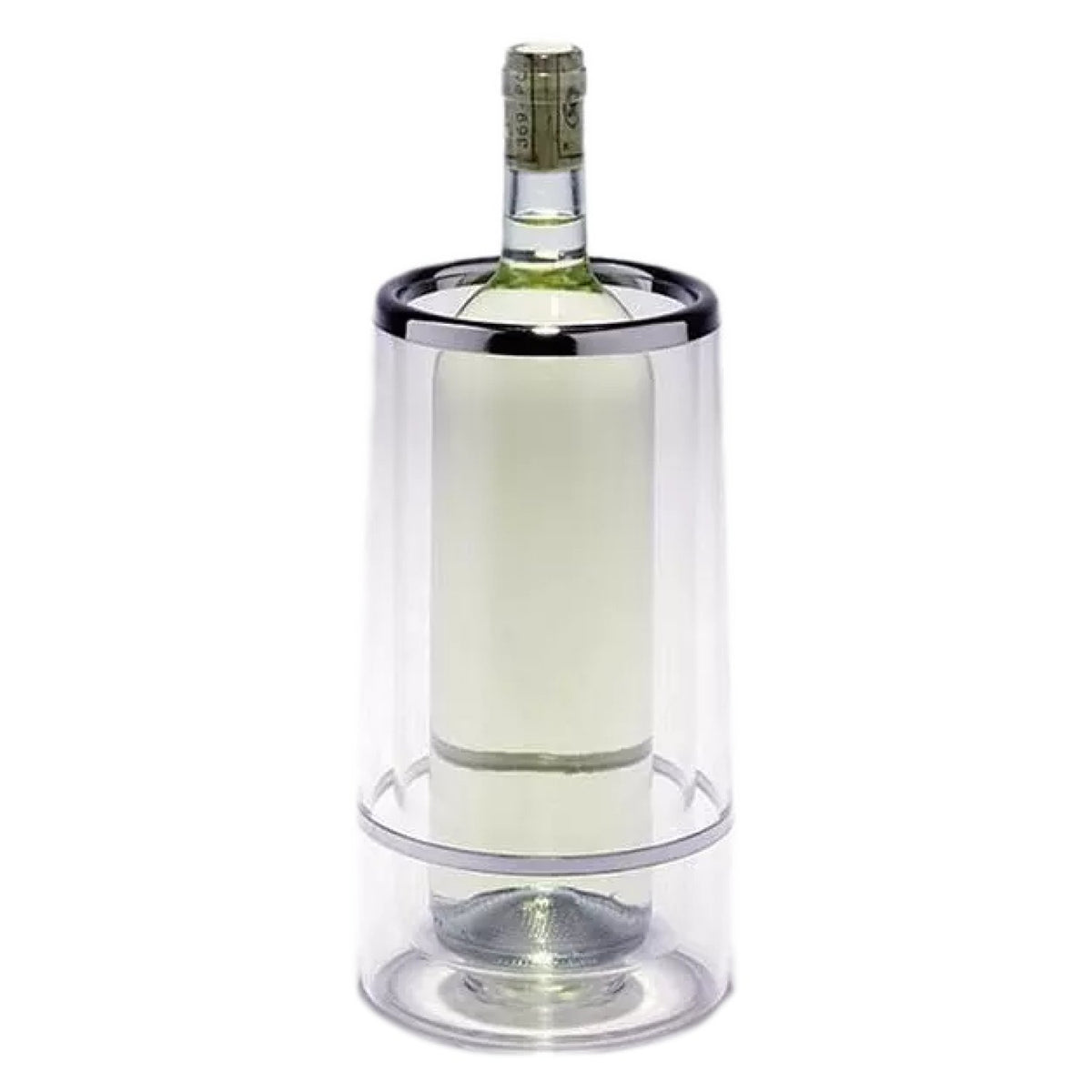 Double-walled, crystal-clear bottle cooler
