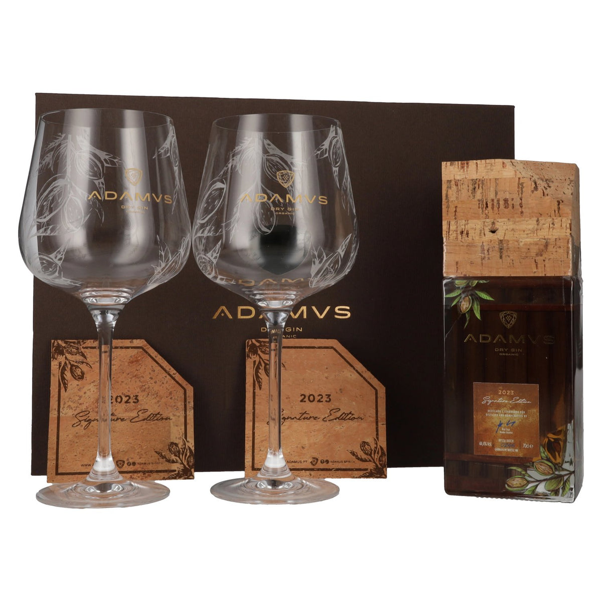 Adamus Dry Gin Organic Signature Edition 2023 44,4% Vol. 0,7l in gift box with 2 glasses &amp; cork coaster