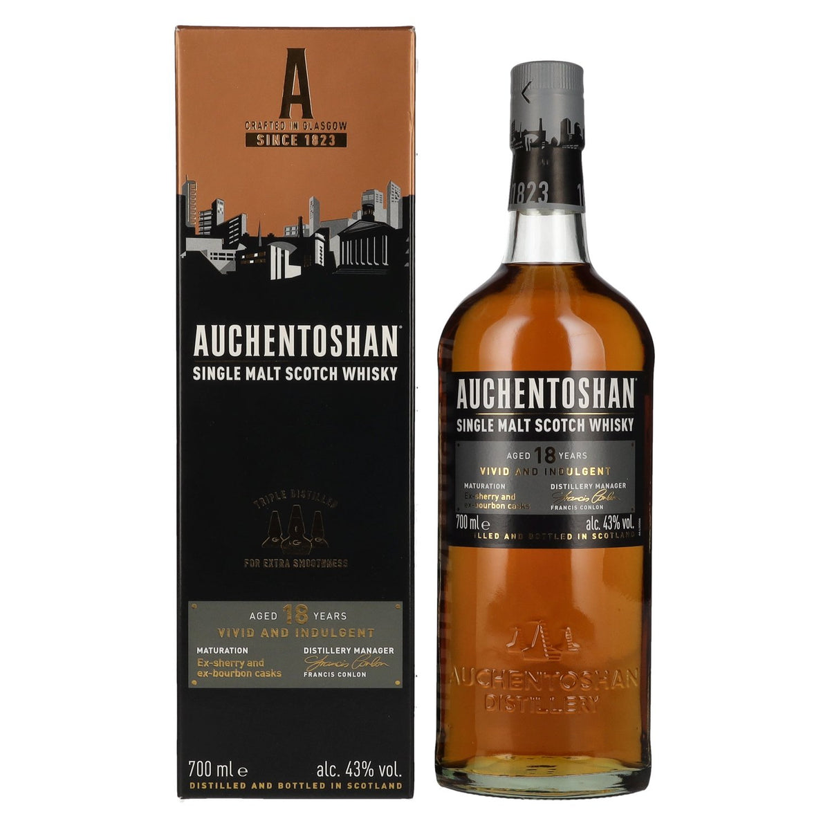 Auchentoshan 18 Years Old Single Malt Vivid and Indulgent 43% Vol. 0.7l in a gift box