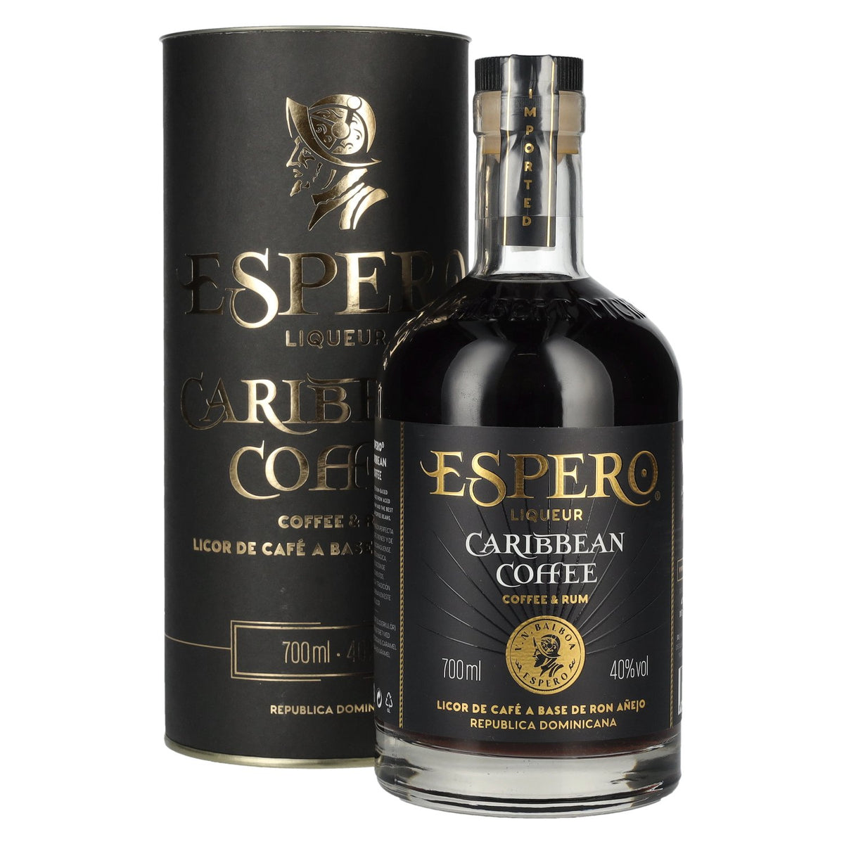 Ron Espero Caribbean Coffee &amp; Rum Liqueur 40% vol. 0.7 l in a gift box