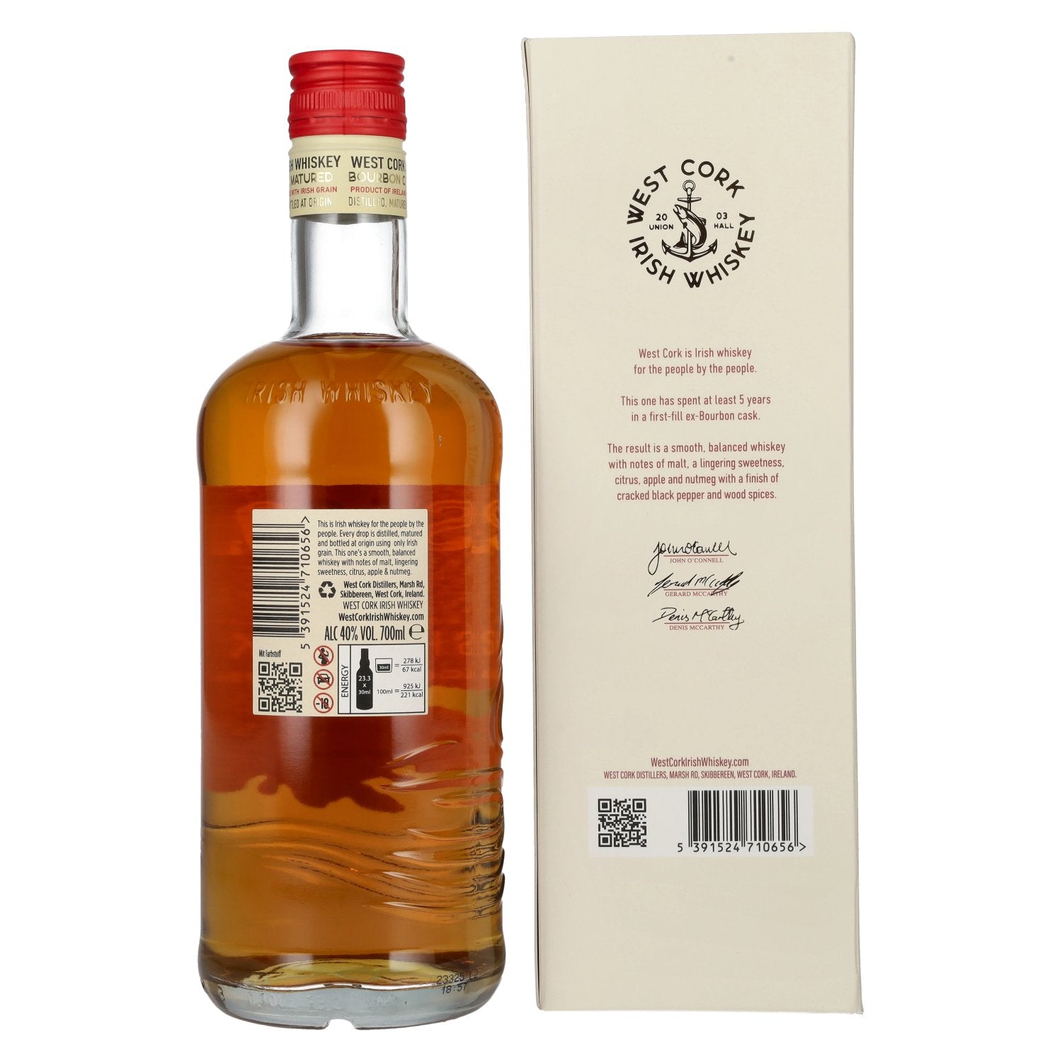 West Cork 5 Years Old Bourbon Cask Irish Whiskey 40% Vol. 0,7l in Geschenkbox