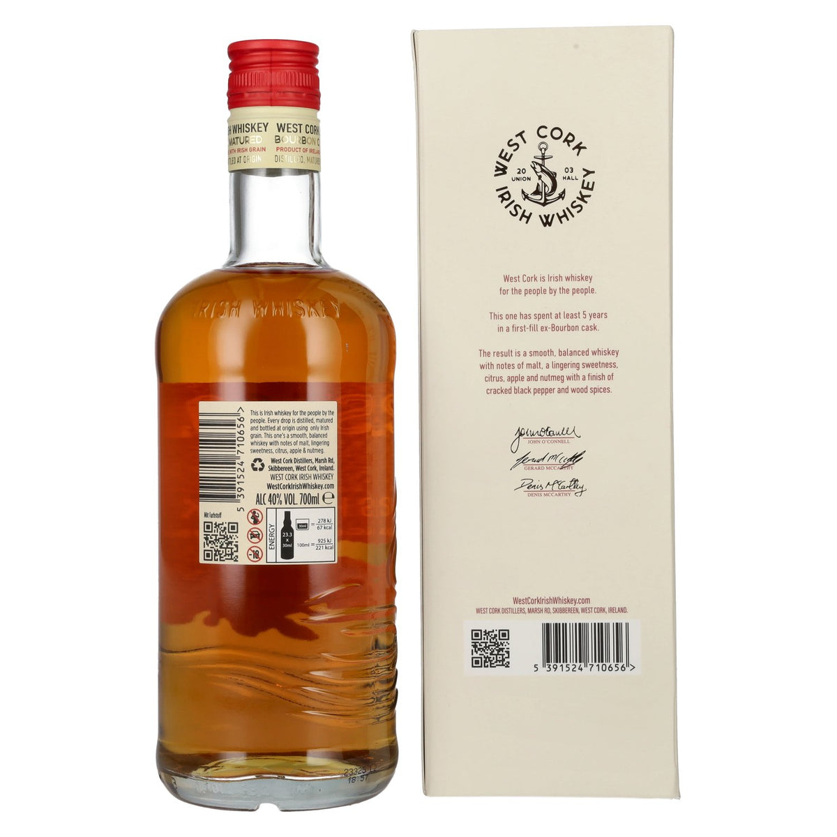 West Cork 5 Years Old Bourbon Cask Irish Whiskey 40% Vol. 0,7l in Geschenkbox