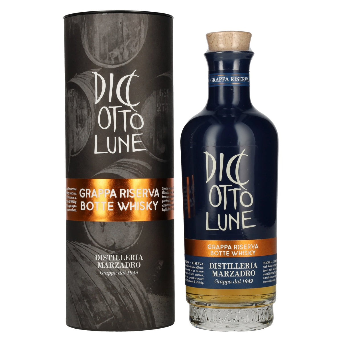 Marzadro DICIOTTO Lune Botte Whisky 42% ABV, 0.5l, in a gift box