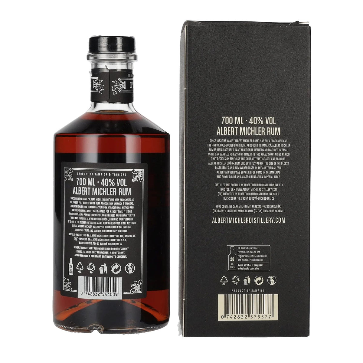Albert Michler Jamaica Dark Rum 40% ABV, 0.7 litres, in a gift box