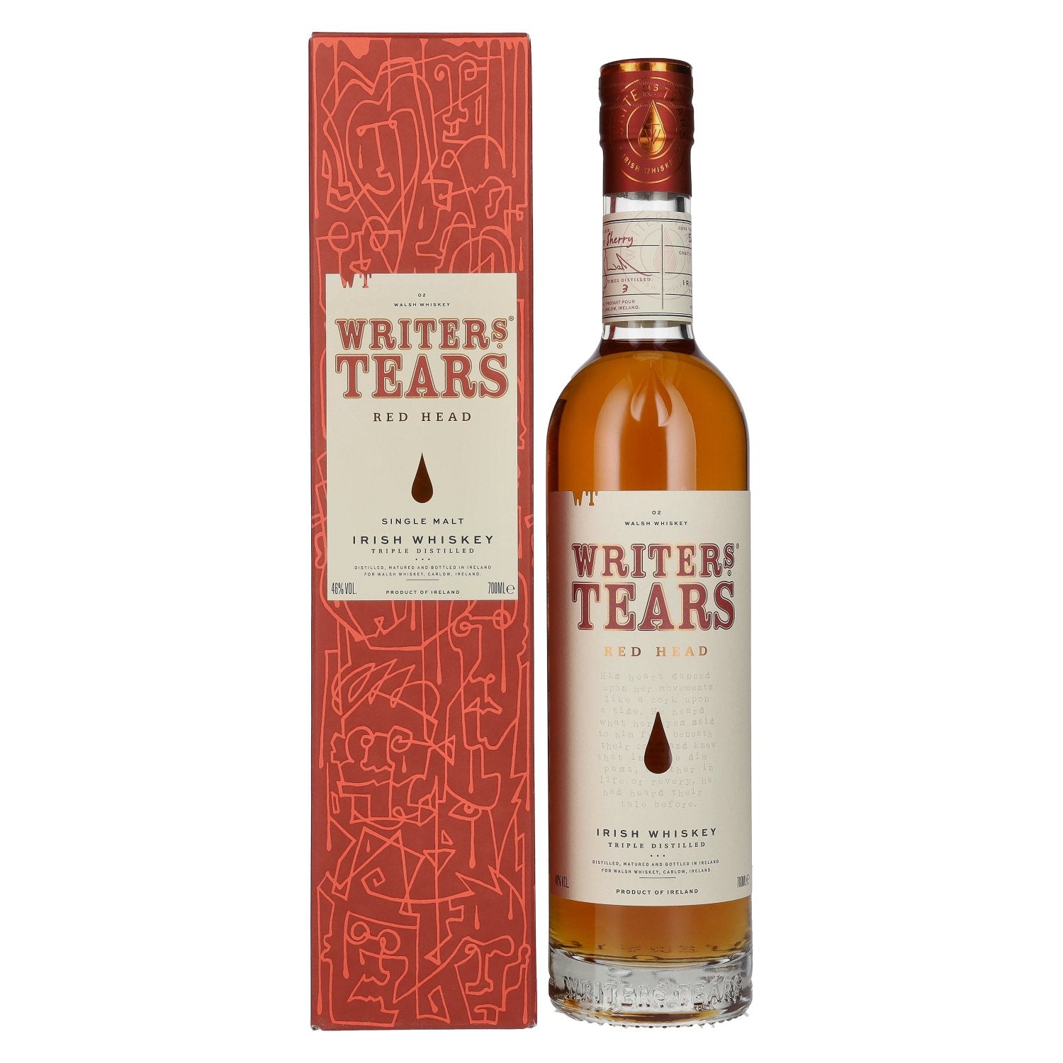 Writer's Tears RED HEAD Irish Single Malt Whiskey 46% Vol. 0,7l in Geschenkbox
