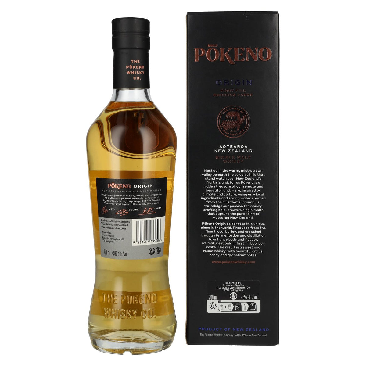 Pōkeno Origin Aotearoa New Zealand Single Malt Whisky 43% ABV, 0.7 litres, in a gift box