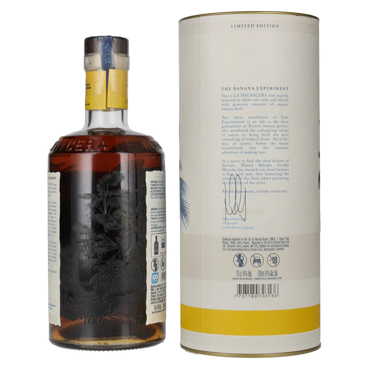 La Hechicera SÉRIE EXPÉRIMENTALE N° 2 À L'INFUSION DE BANANE 41 % vol. 0,7 l dans un coffret cadeau