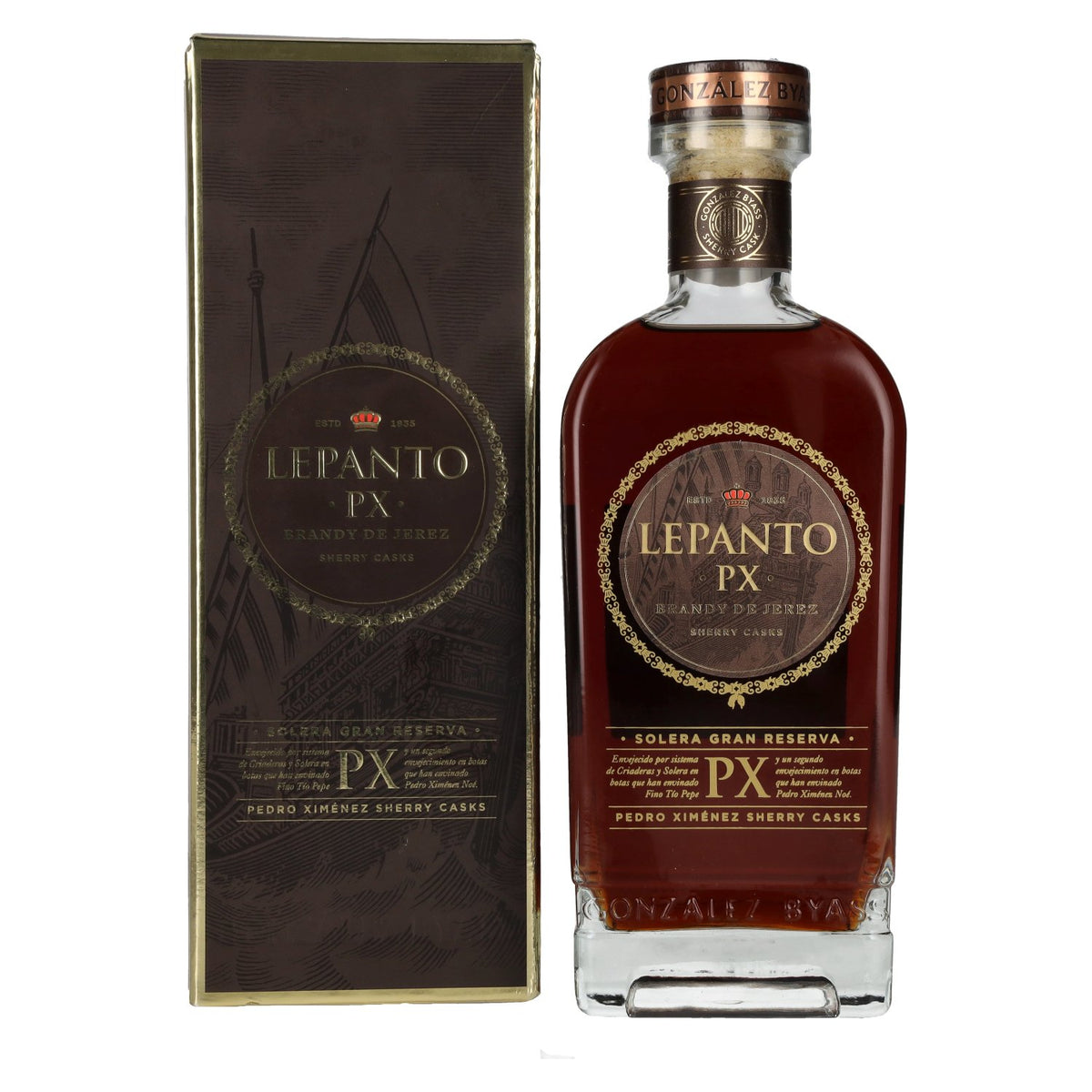 Lepanto P.X. Solera Gran Reserva Brandy de Jerez 36% vol. 0.7 l in a gift box